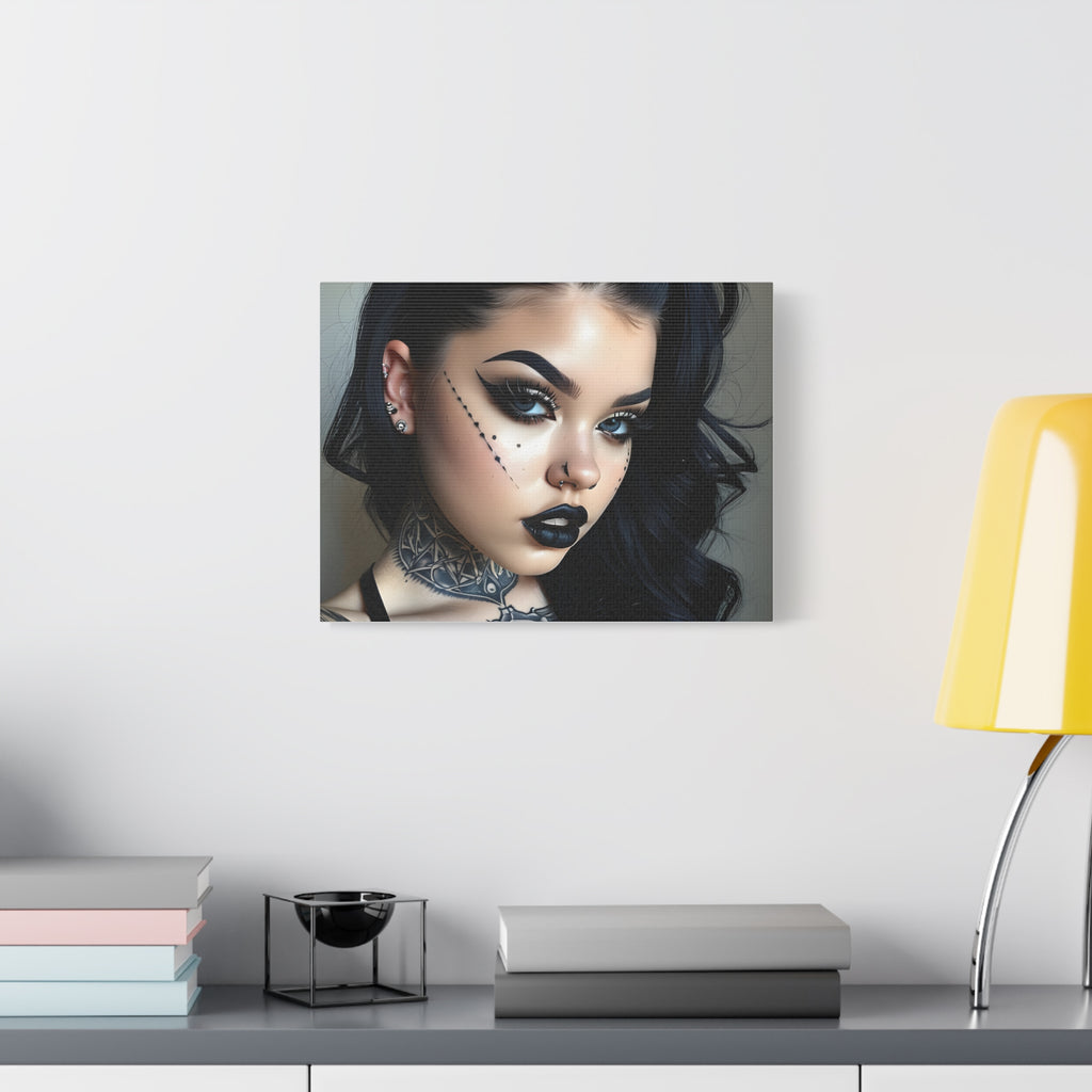 Goth Glam Portrait pinup style Canvas Print — Matte Stretched Wall Art