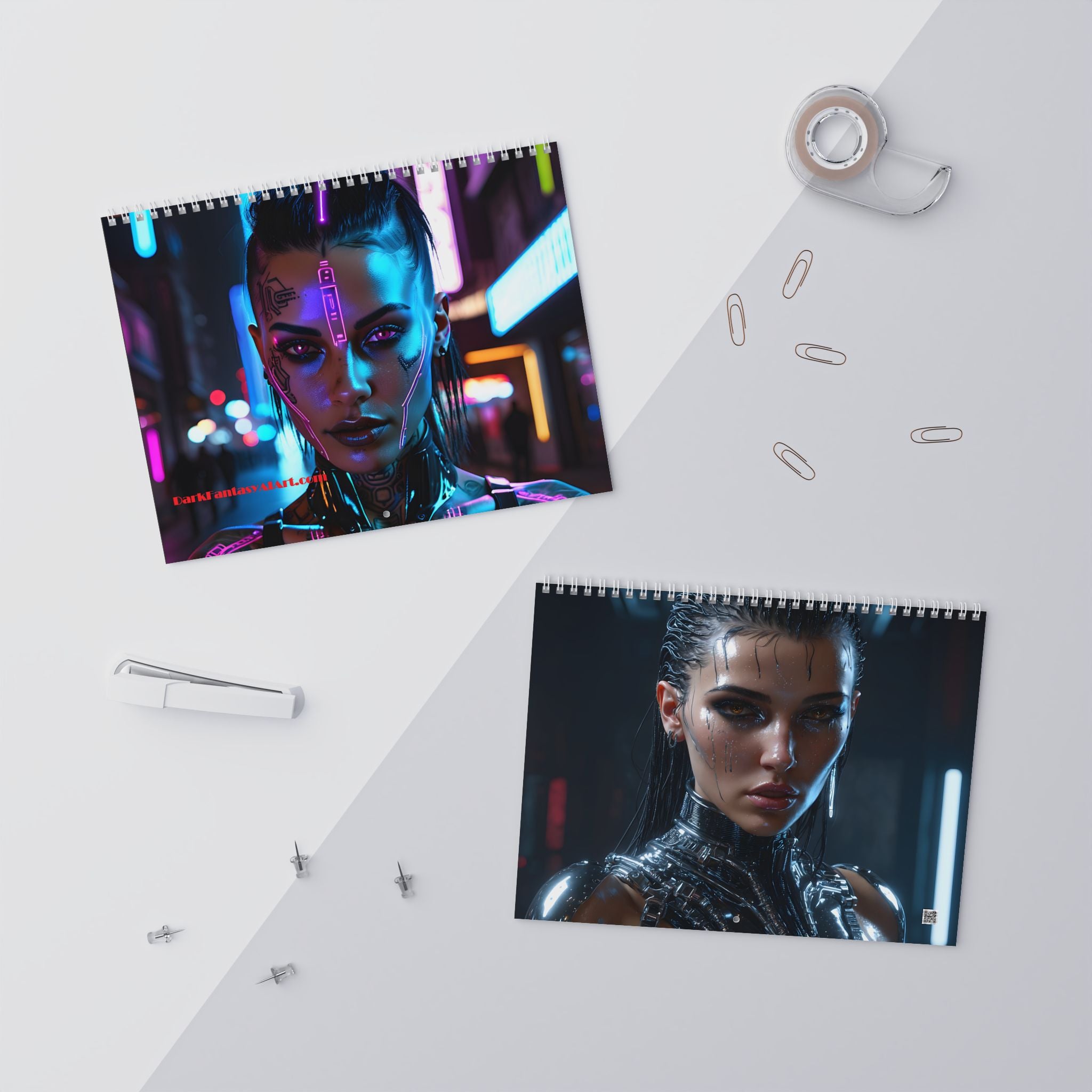Cyberpunk Portrait Wall Calendar 2026 — Futuristic Neon Art Calendar