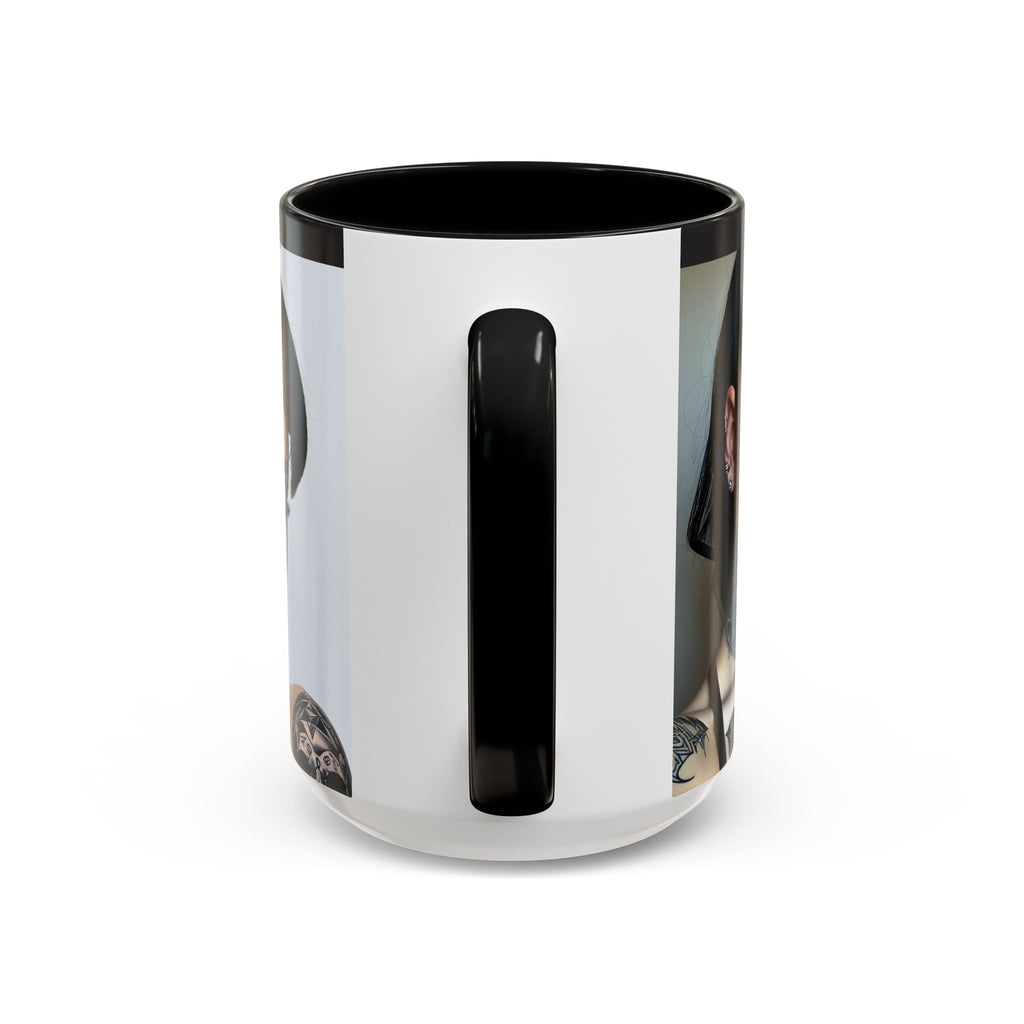 Goth Tattoo Girl Accent Coffee Mug – 11/15oz Black-Lined Ceramic