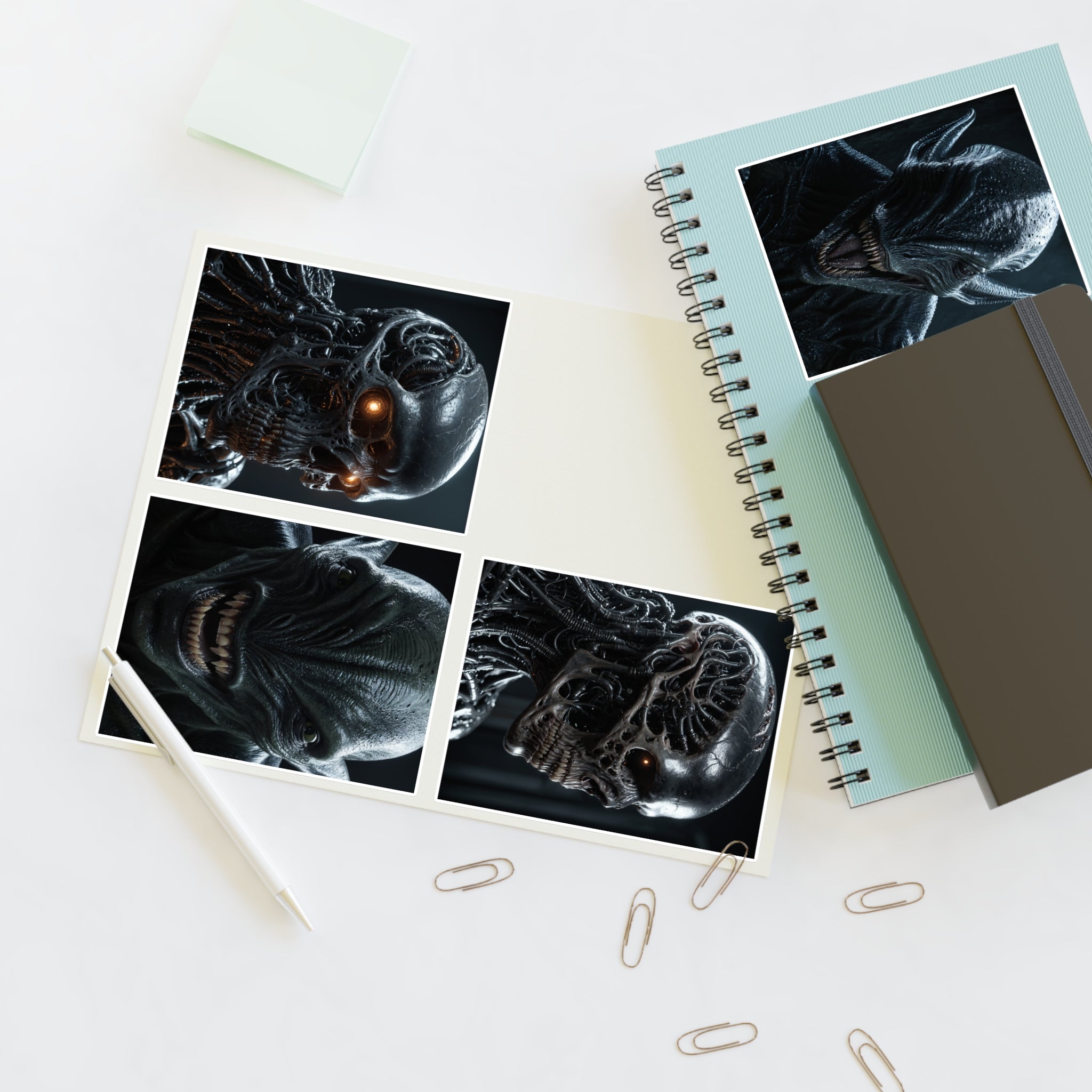 Feuille d'autocollants Tête de mort horrifique - Monstres Effrayants et Sombre