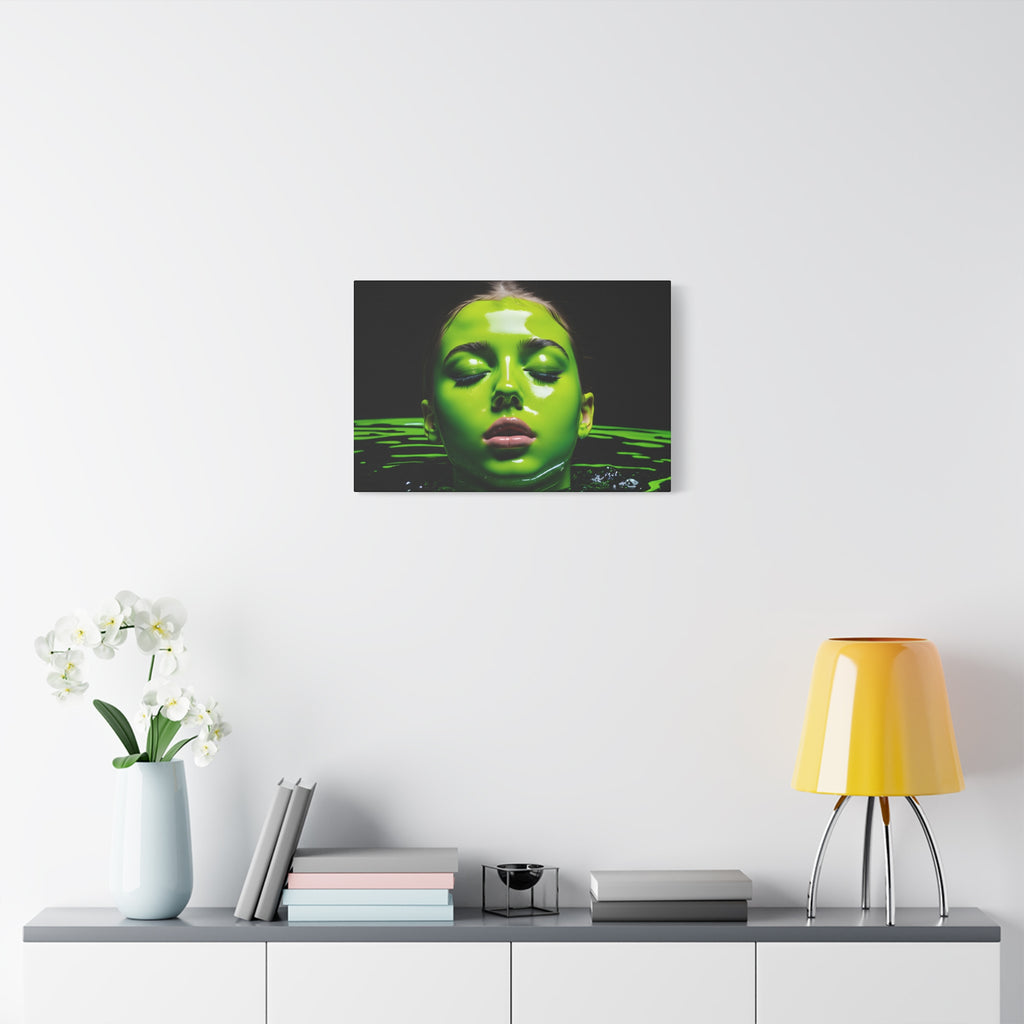Neon Green Portrait Matte Canvas Print — Stretched Wall Art