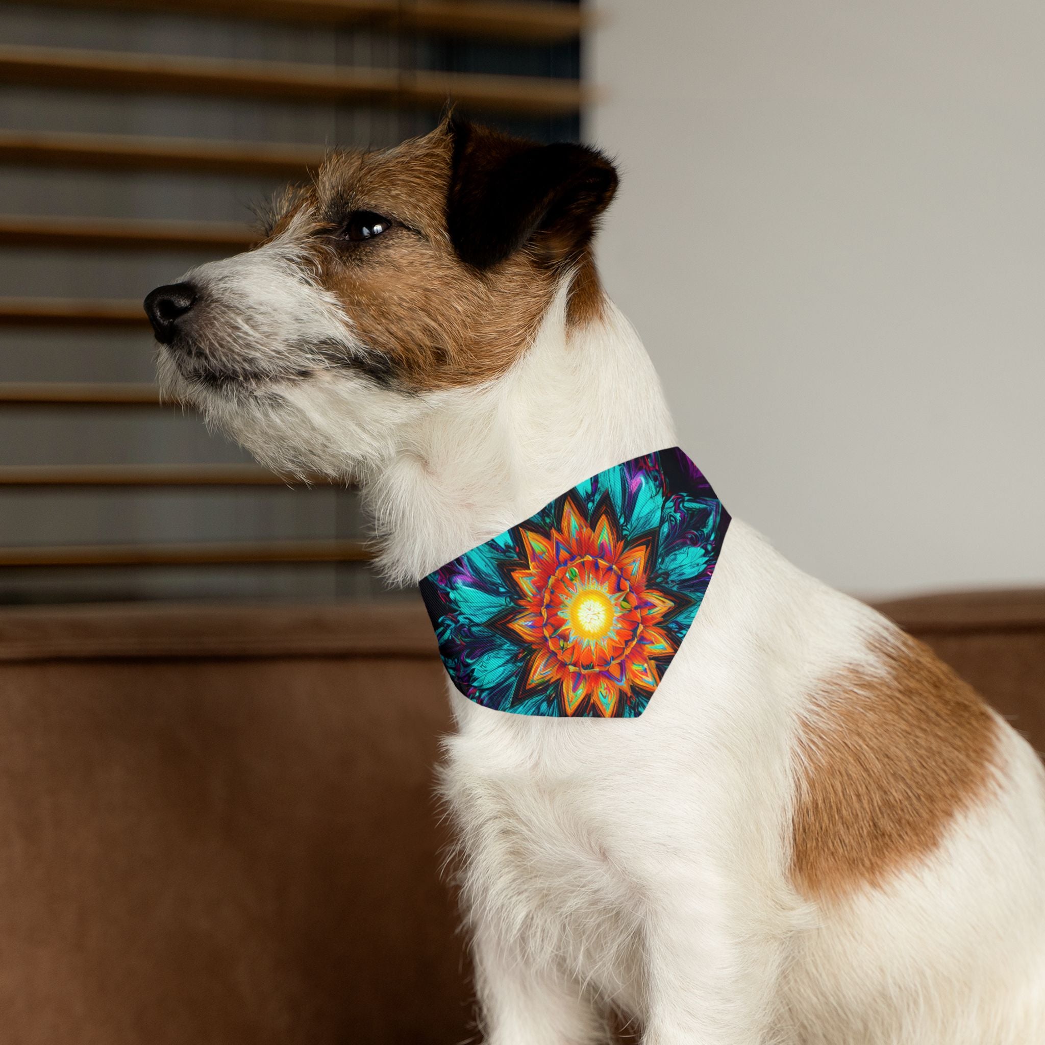 Kaleidoscope Mandala Pet Bandana Collar — Vibrant Boho Dog & Cat Accessory