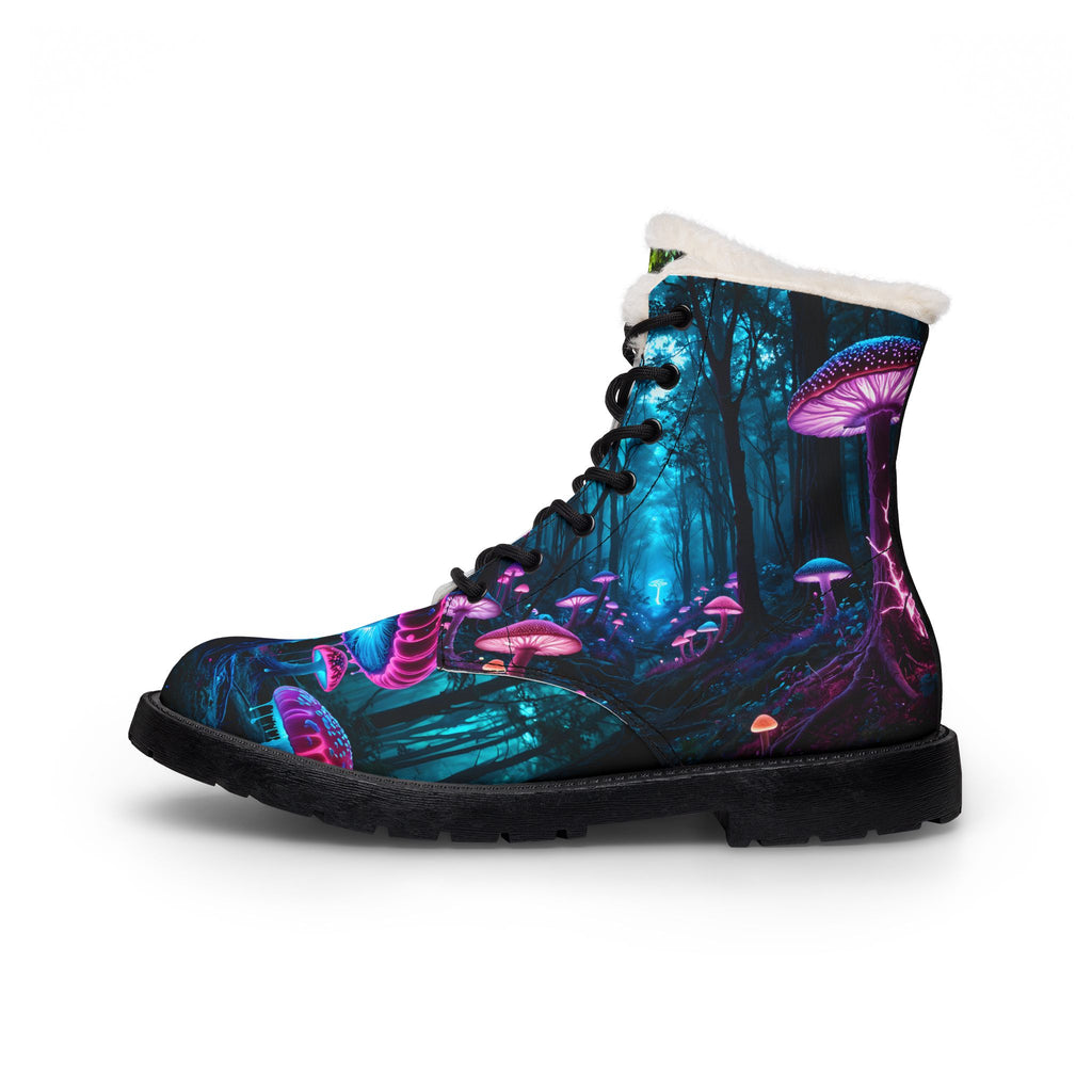 Fantasy Forest Fur-Lined Boots — Neon Mushroom Women's Leather Boots