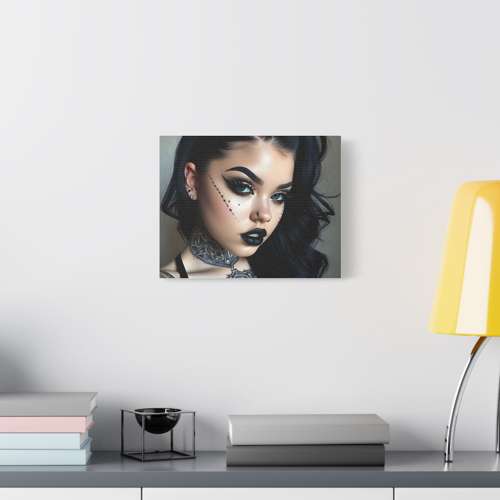Goth Glam Portrait pinup style Canvas Print — Matte Stretched Wall Art