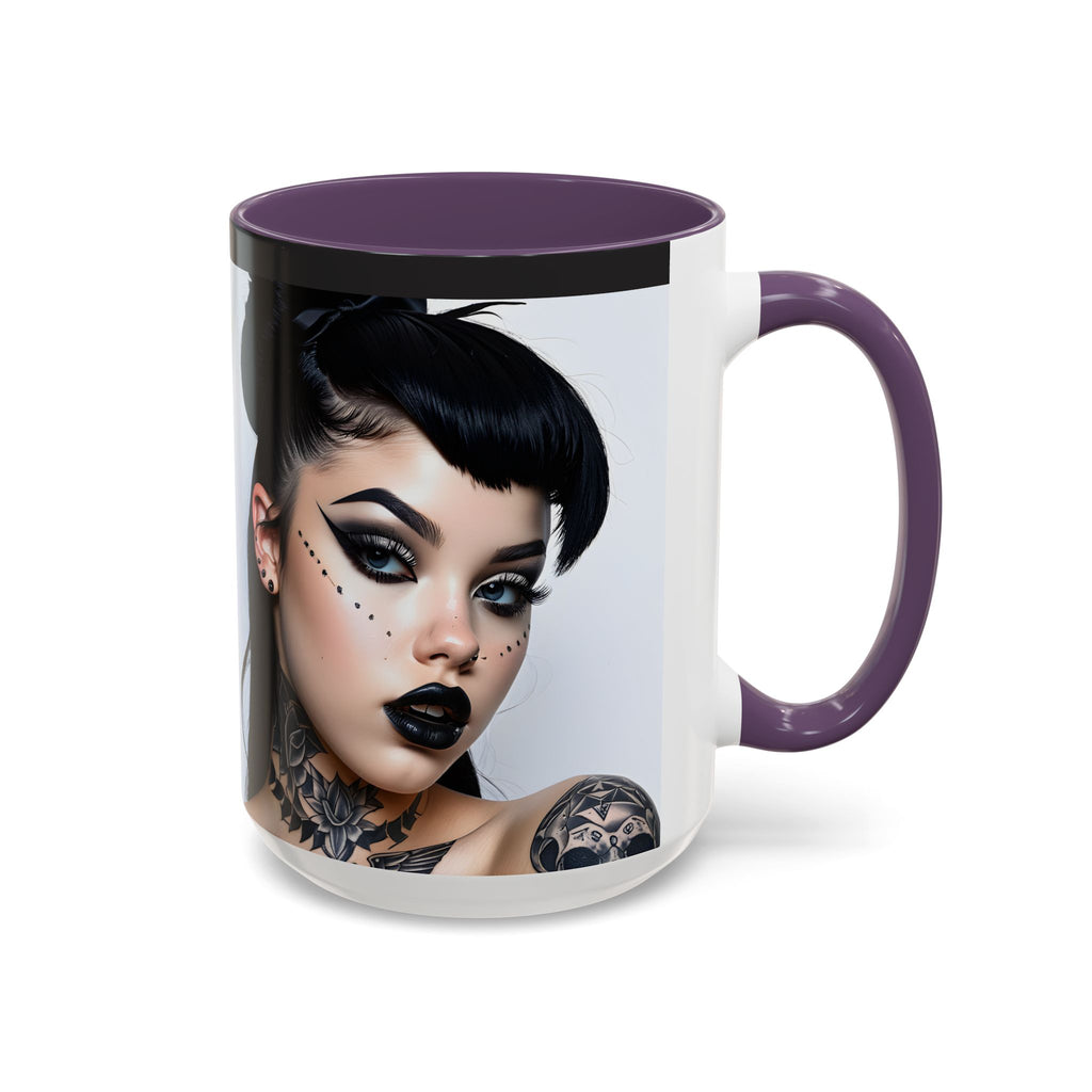 Goth Tattoo Girl Accent Coffee Mug – 11/15oz Black-Lined Ceramic
