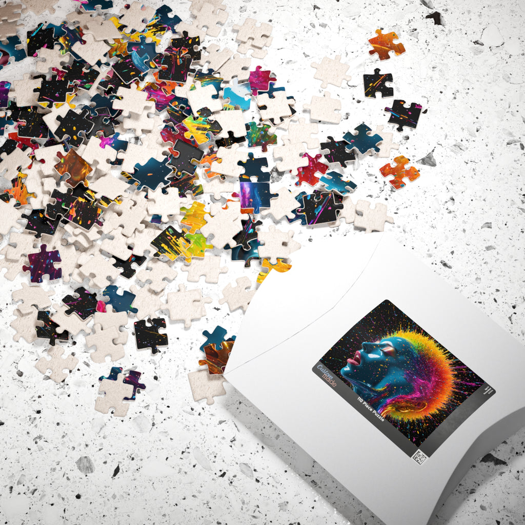 Puzzle portrait néon éclatant — Tête éclat de couleur Puzzle d'art de 110 à 1014 pièces