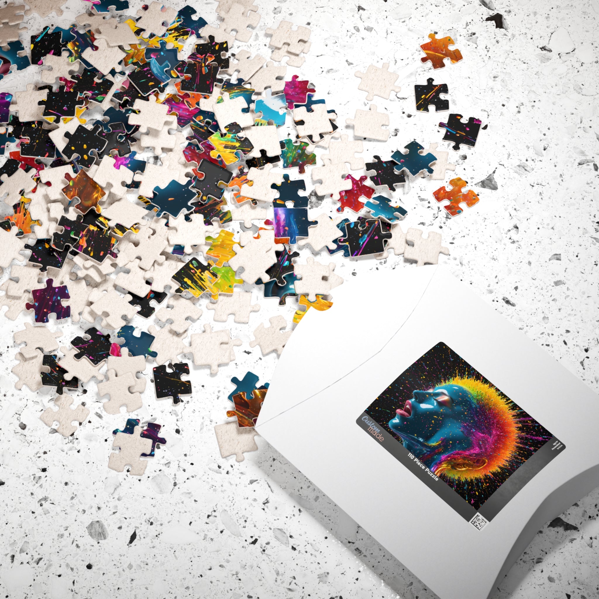 Puzzle portrait néon éclatant — Tête éclat de couleur Puzzle d'art de 110 à 1014 pièces