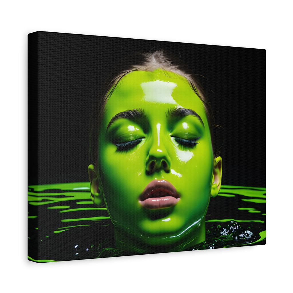 Neon Green Portrait Matte Canvas Print — Stretched Wall Art