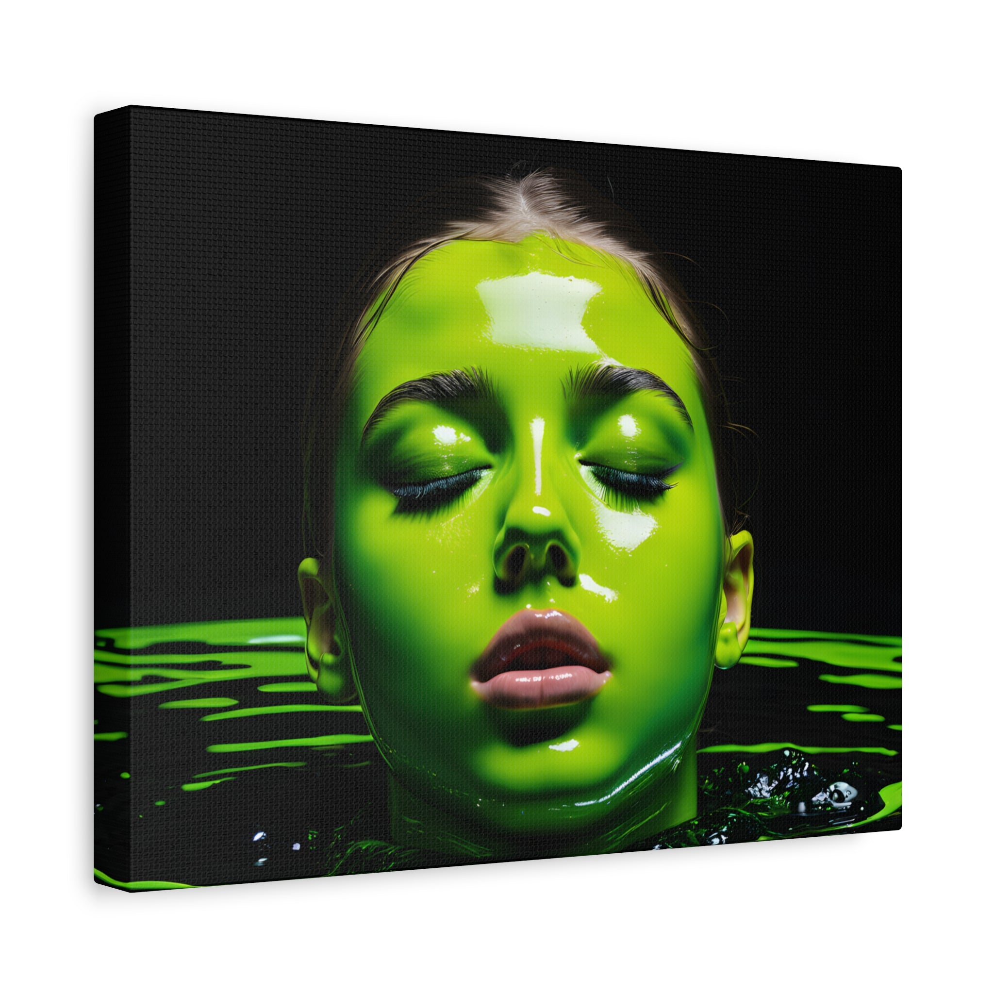 Neon Green Portrait Matte Canvas Print — Stretched Wall Art