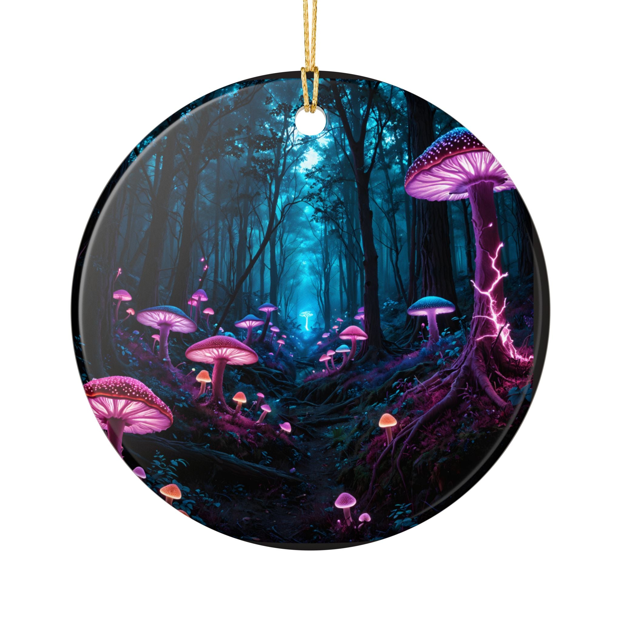 Heart Ceramic Ornament — Neon Forest Lightning Design