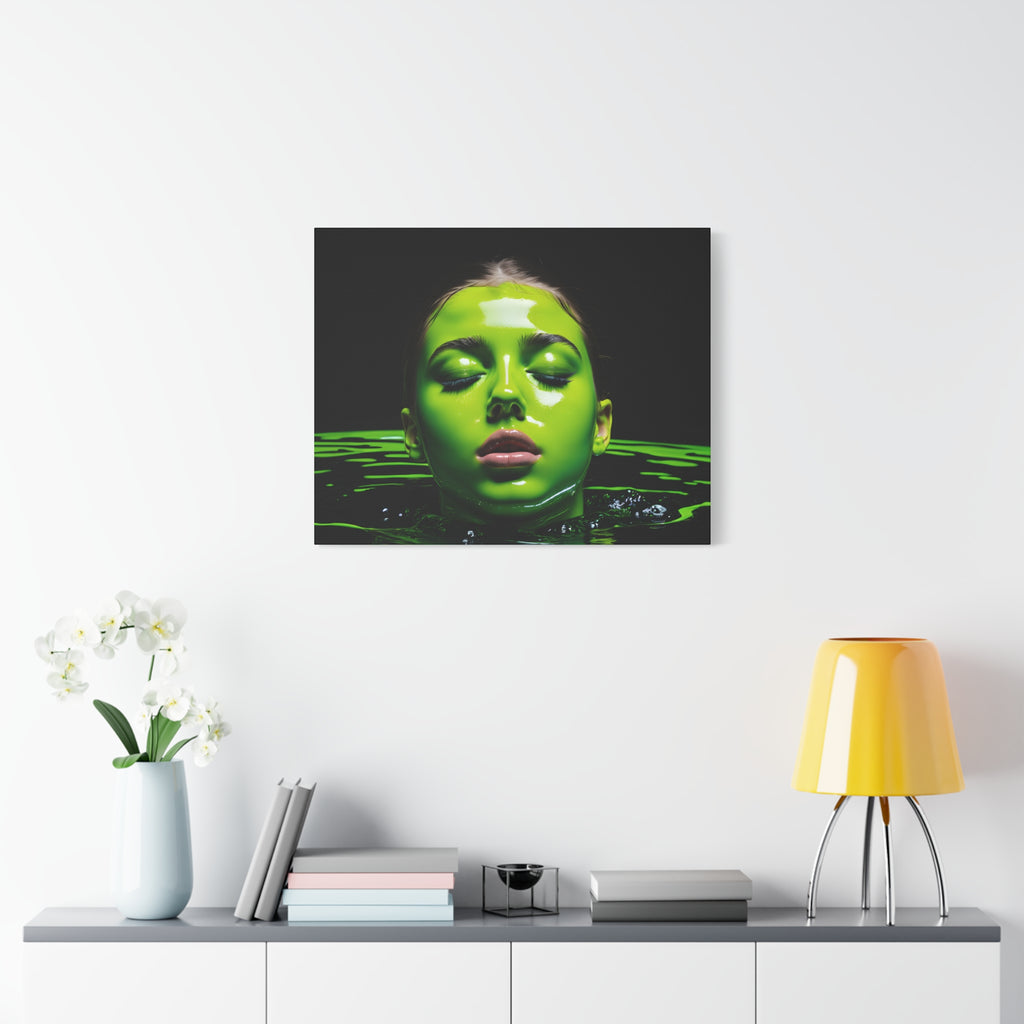 Neon Green Portrait Matte Canvas Print — Stretched Wall Art