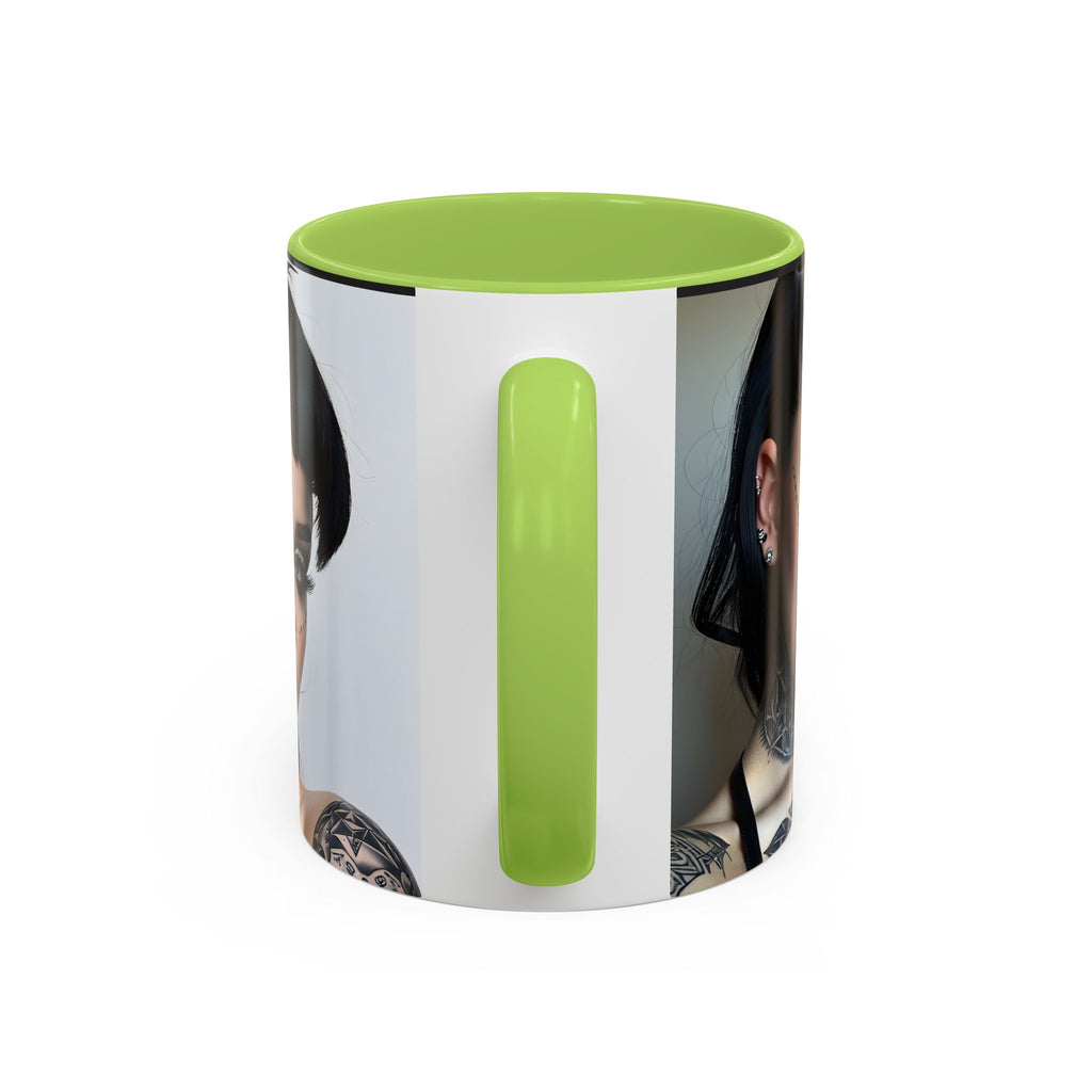 Goth Tattoo Girl Accent Coffee Mug – 11/15oz Black-Lined Ceramic