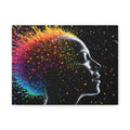 Toile imprimée mate Colorburst Silhouette — Art mural femme arc-en-ciel abstrait