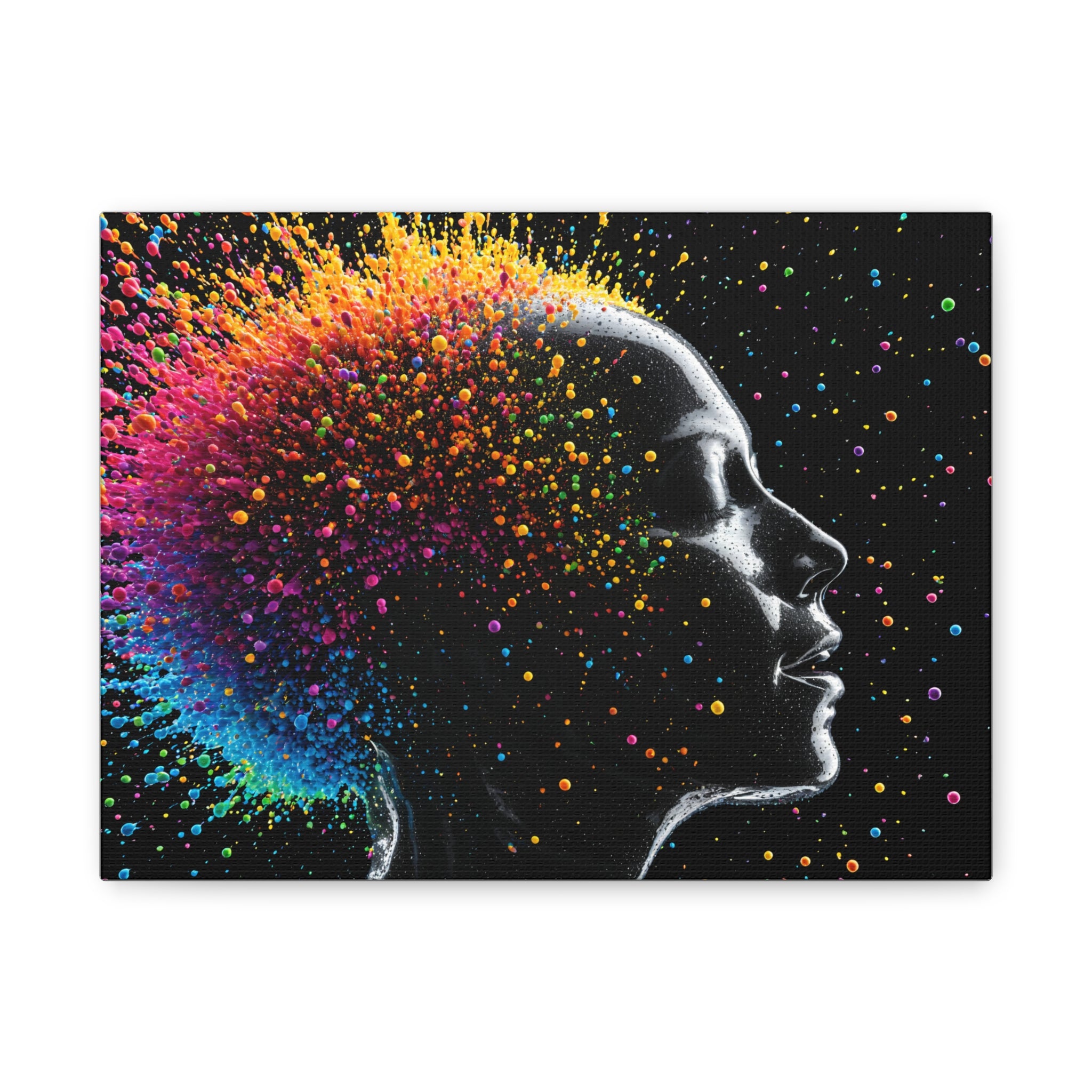 Colorburst Silhouette Matte Canvas Print — Abstract Rainbow Woman Wall Art