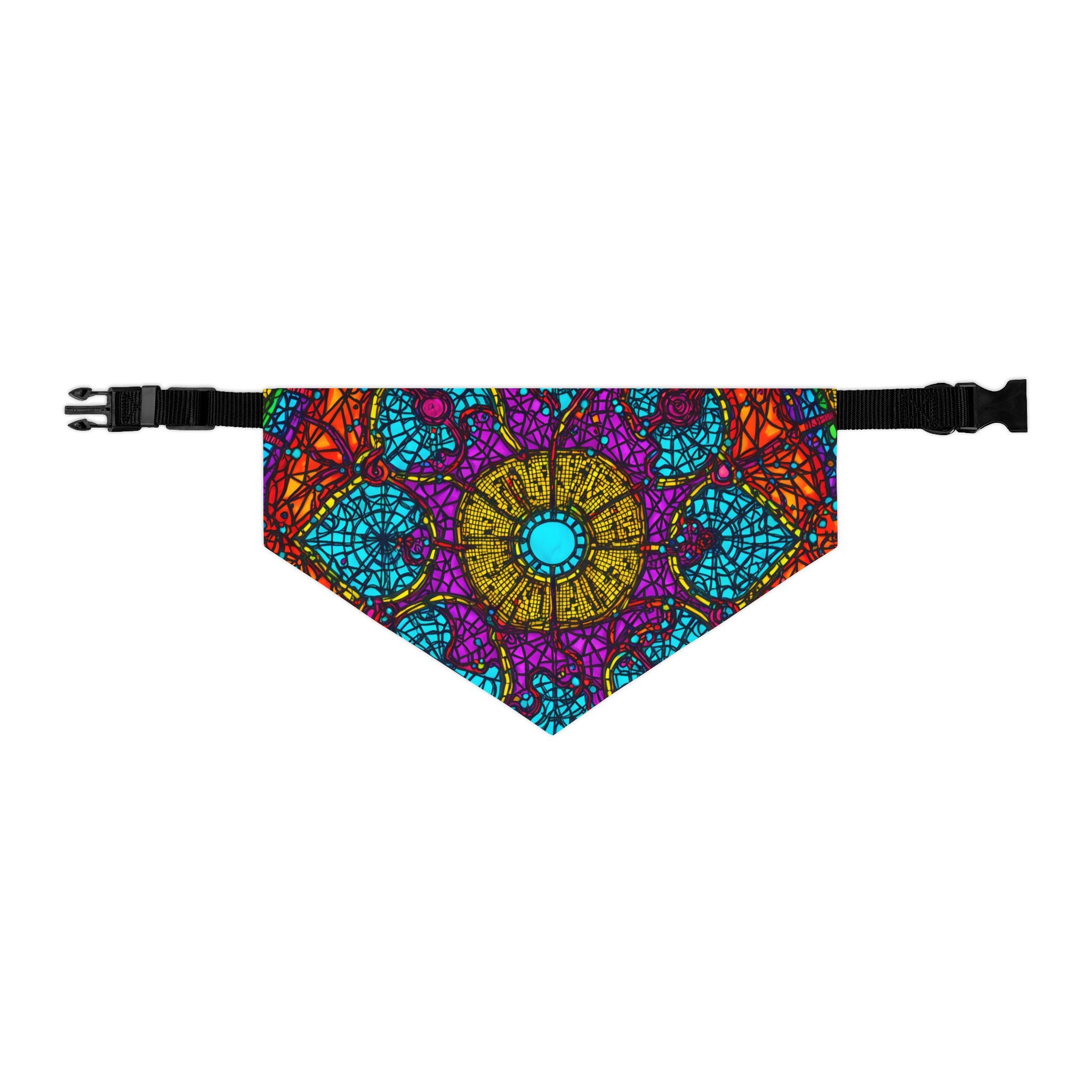 Pet Bandana — Colorful Mandala Stained Glass Collar Bandana for Dogs & Cats