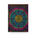 Mandala Compass Hardcover Journal — Tippy colors  Neon Stained-Glass Pattern
