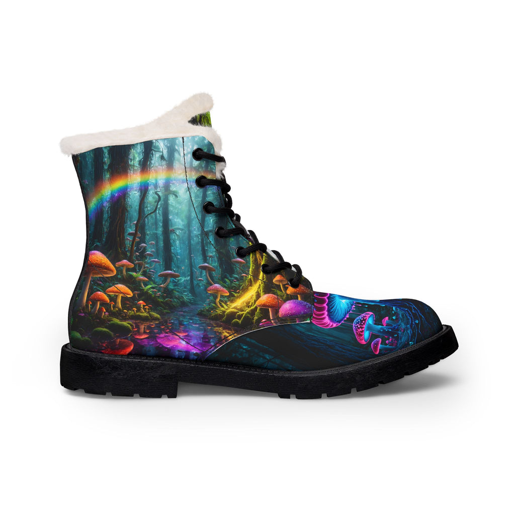 Fantasy Forest Fur-Lined Boots — Neon Mushroom Women's Leather Boots