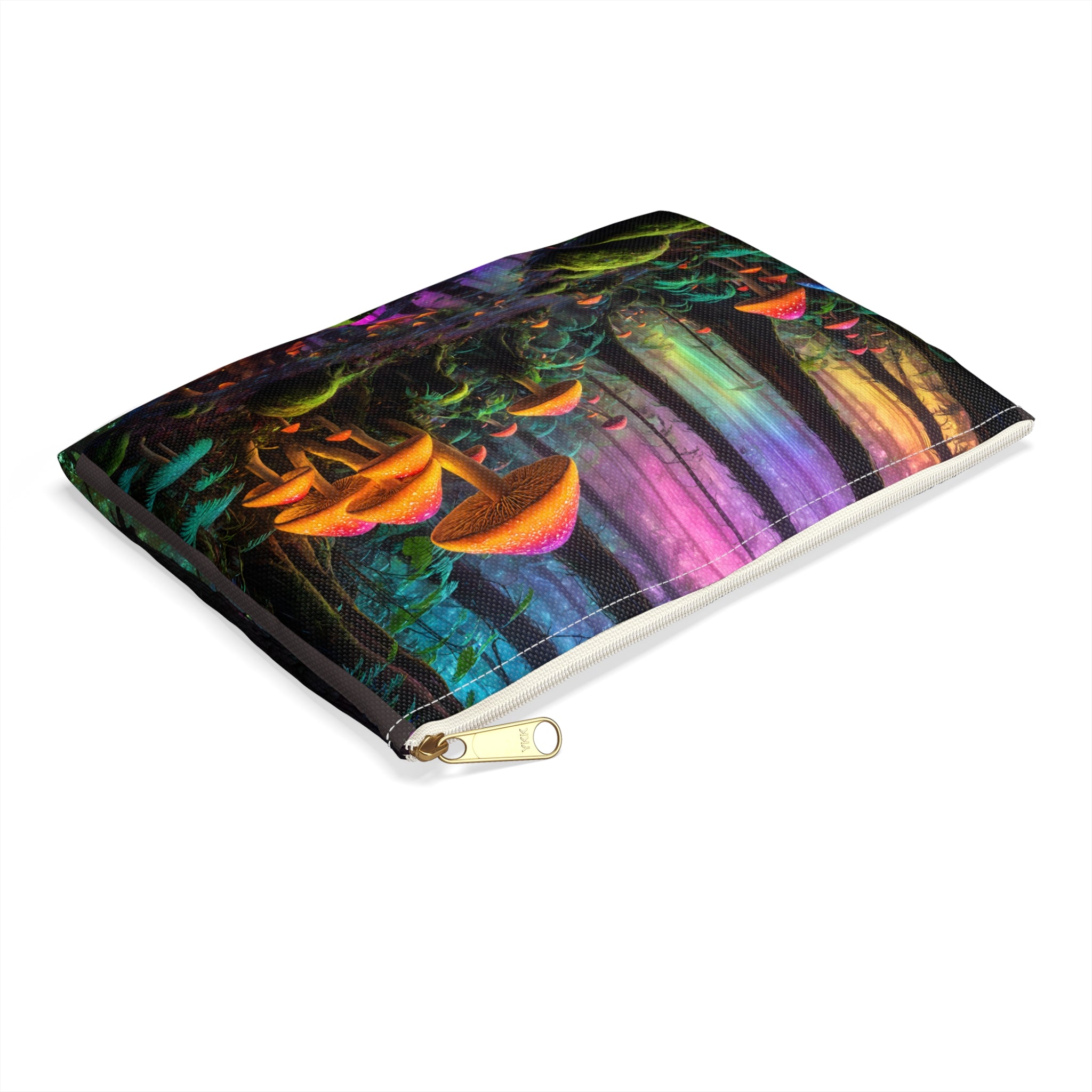 Mystic Mushroom Forest Accessory Pouch — Colorful Enchanted Woodland Makeup Bag