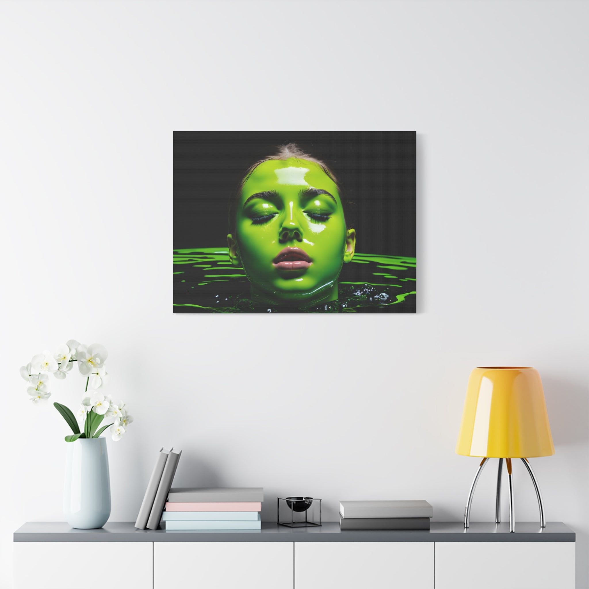 Neon Green Portrait Matte Canvas Print — Stretched Wall Art