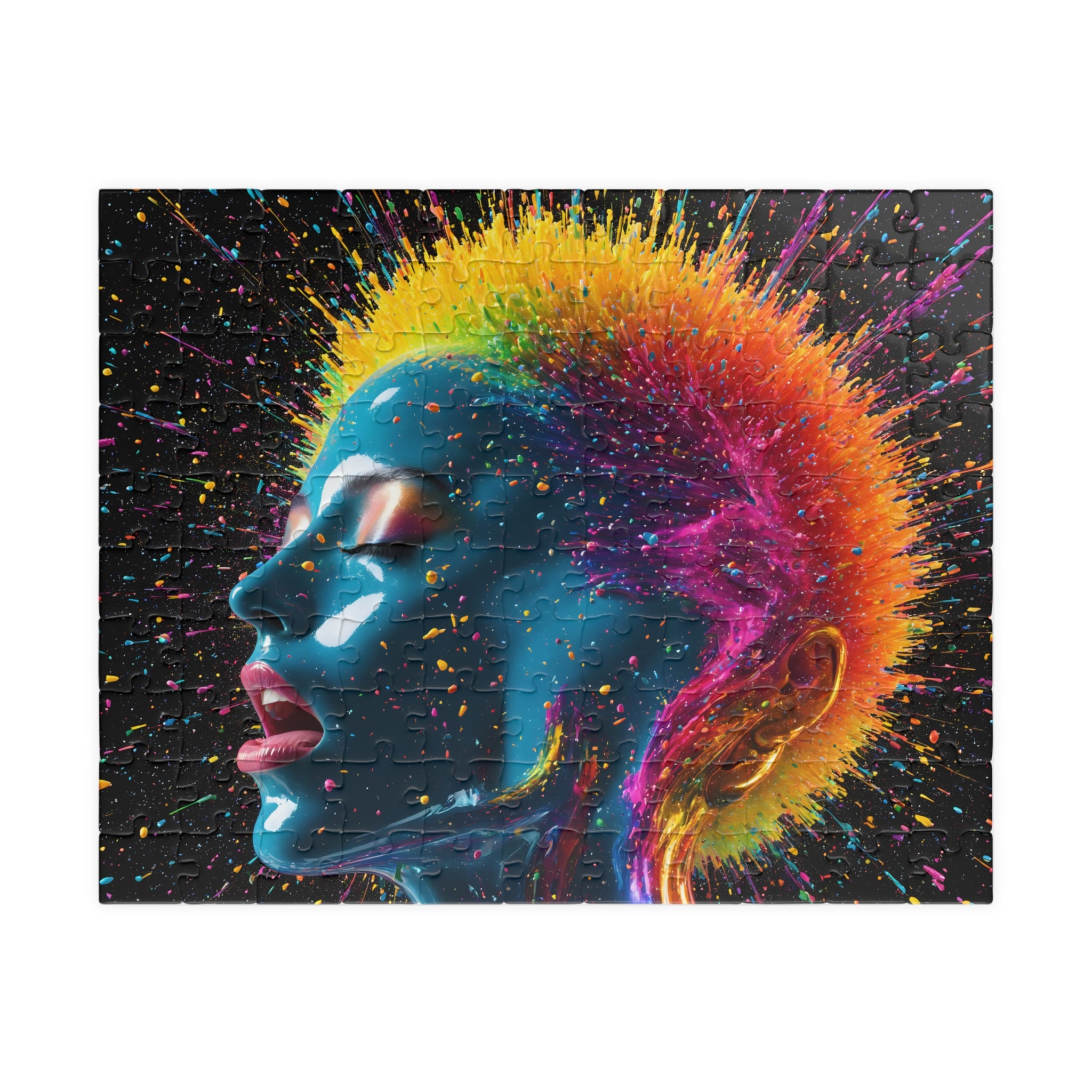 Vibrant Neon Portrait Puzzle — Color Burst Head 110–1014 Piece Art Puzzle