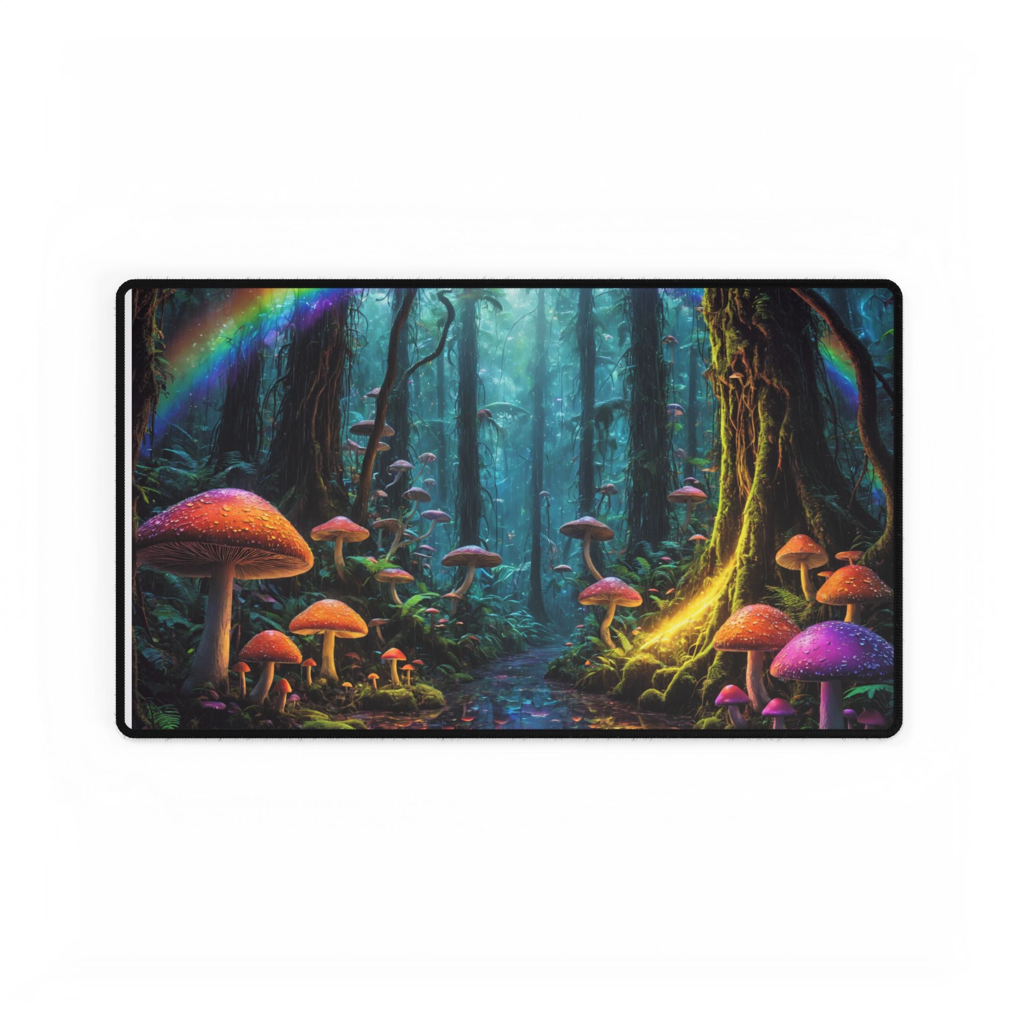 Tapis de souris de bureau forêt enchantée - Grand tapis de souris de jeu RVB