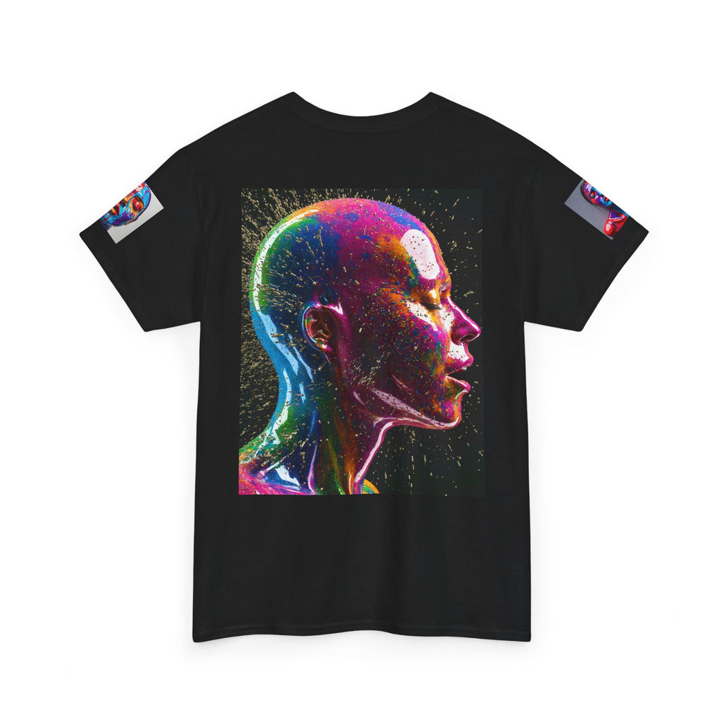 Psychedelic Head Profile Tee — Colorful Neon Abstract Portrait T-Shirt