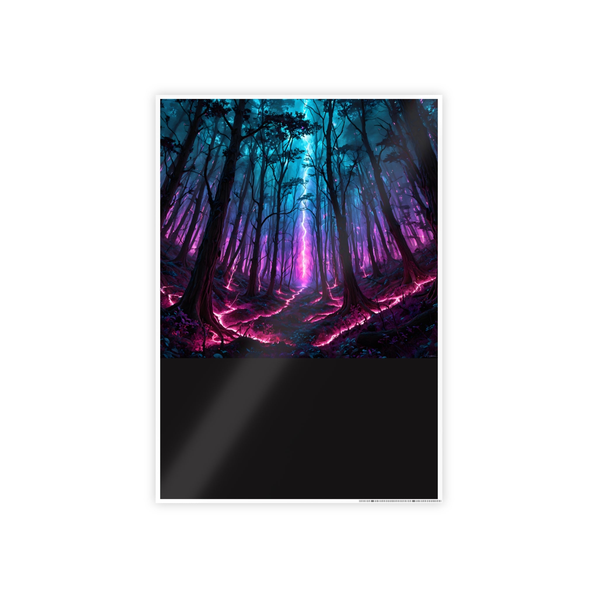 Affiche brillante Forêt fluo – Art mural paysager fantaisie aux couleurs éclatantes