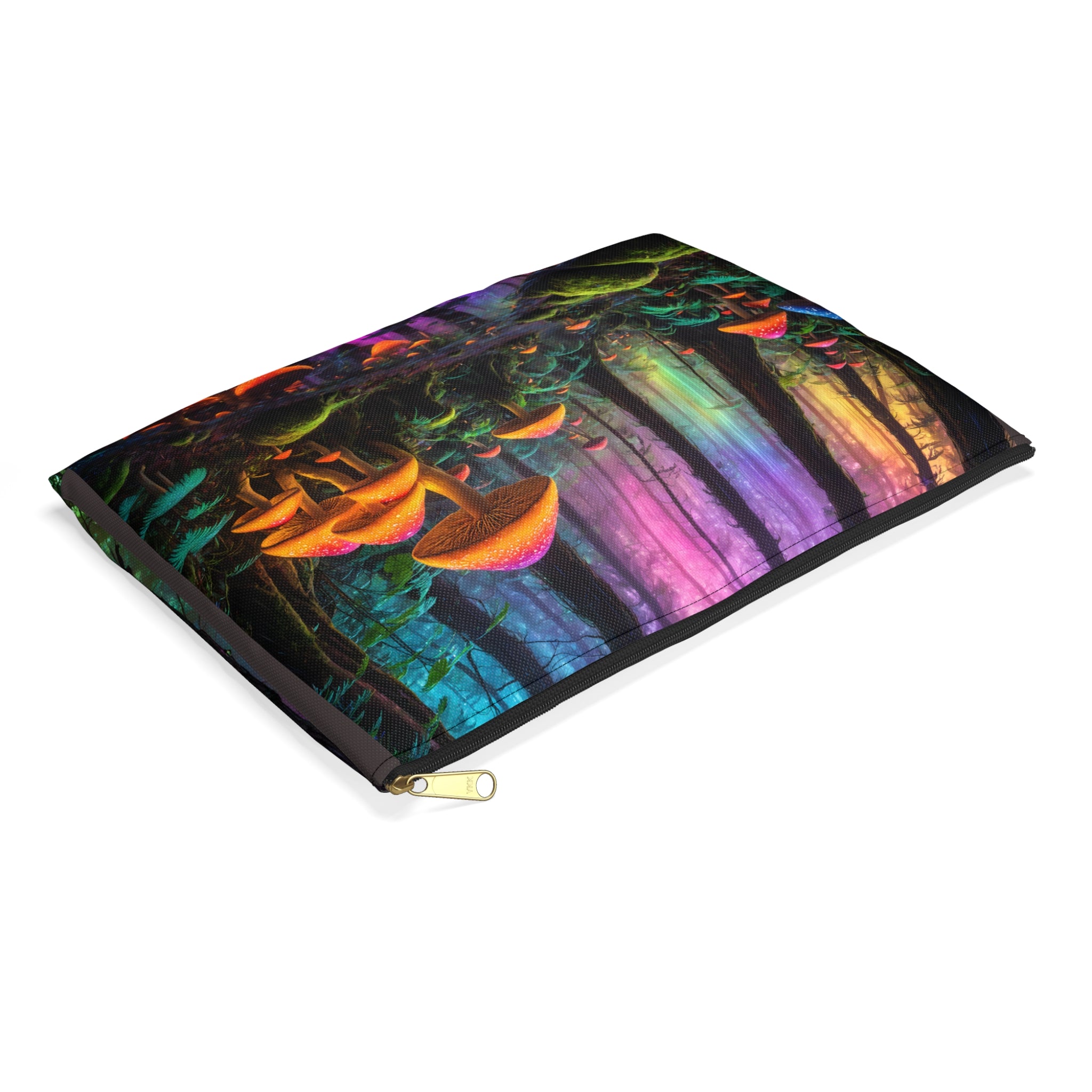 Trousse d'accessoires Forêt aux Champignons Mystiques — Trousse de maquillage colorée pour Bois Enchanté