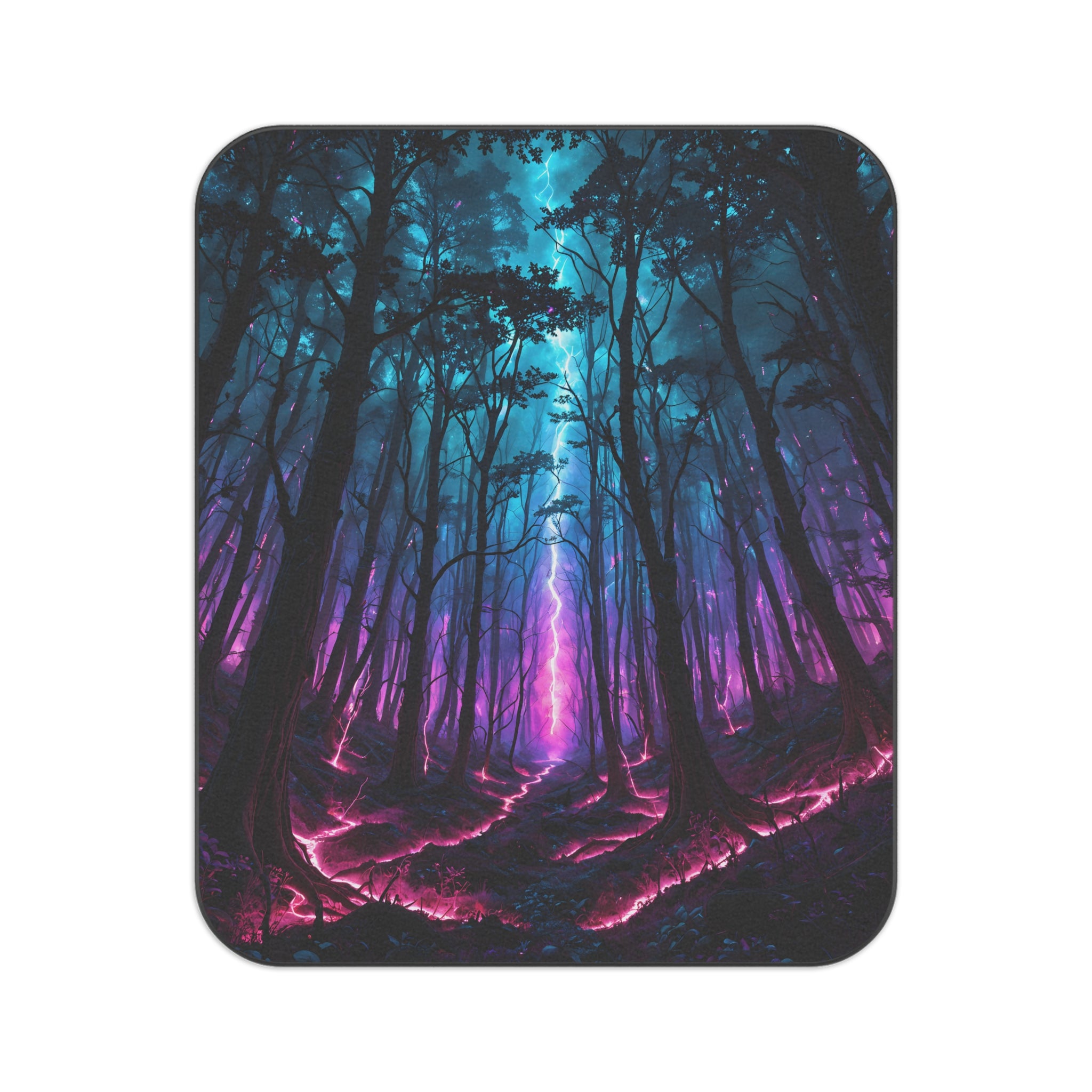Mystic Neon Forest Picnic Blanket — Purple & Teal Fantasy Outdoor Throw