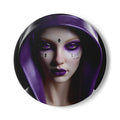 Mystic Purple Witch Portrait Ceramic Coaster — Gothic Fantasy Drink Mat