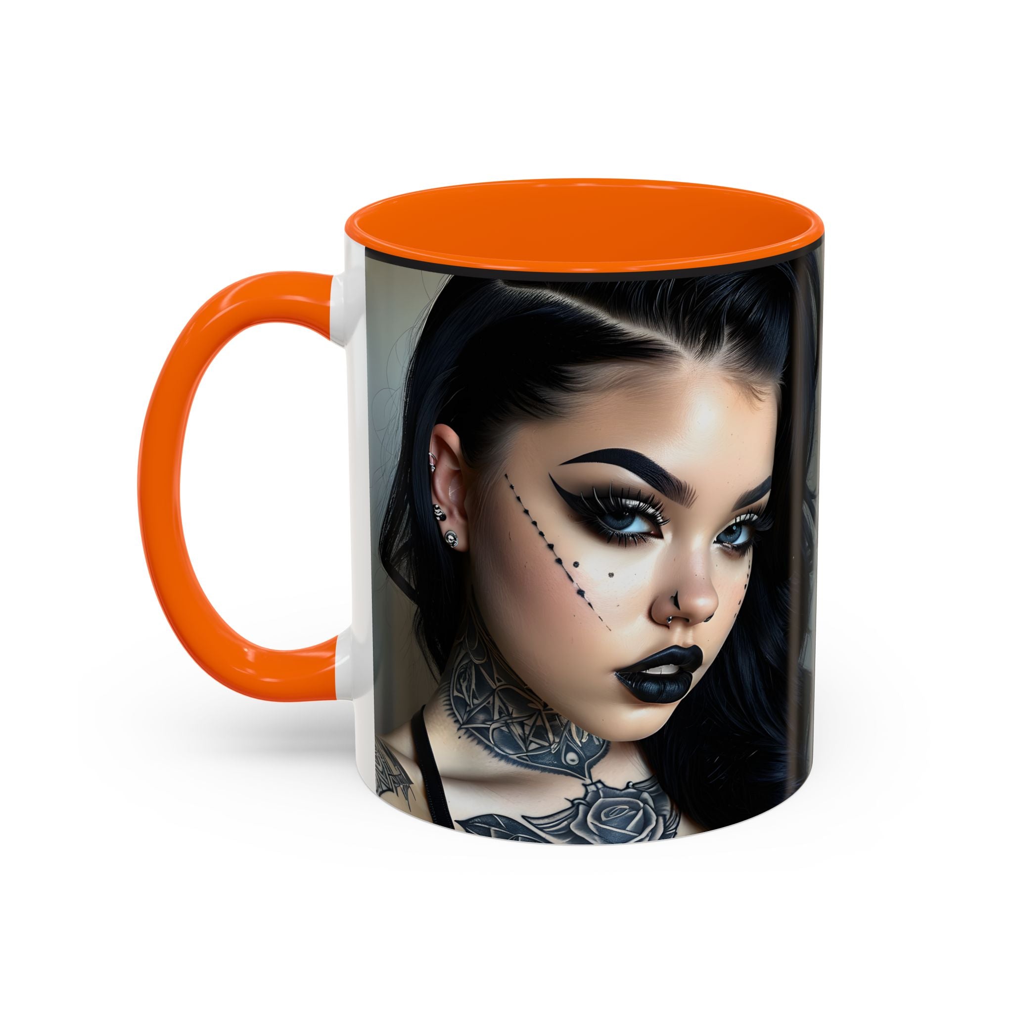 Goth Tattoo Girl Accent Coffee Mug – 11/15oz Black-Lined Ceramic