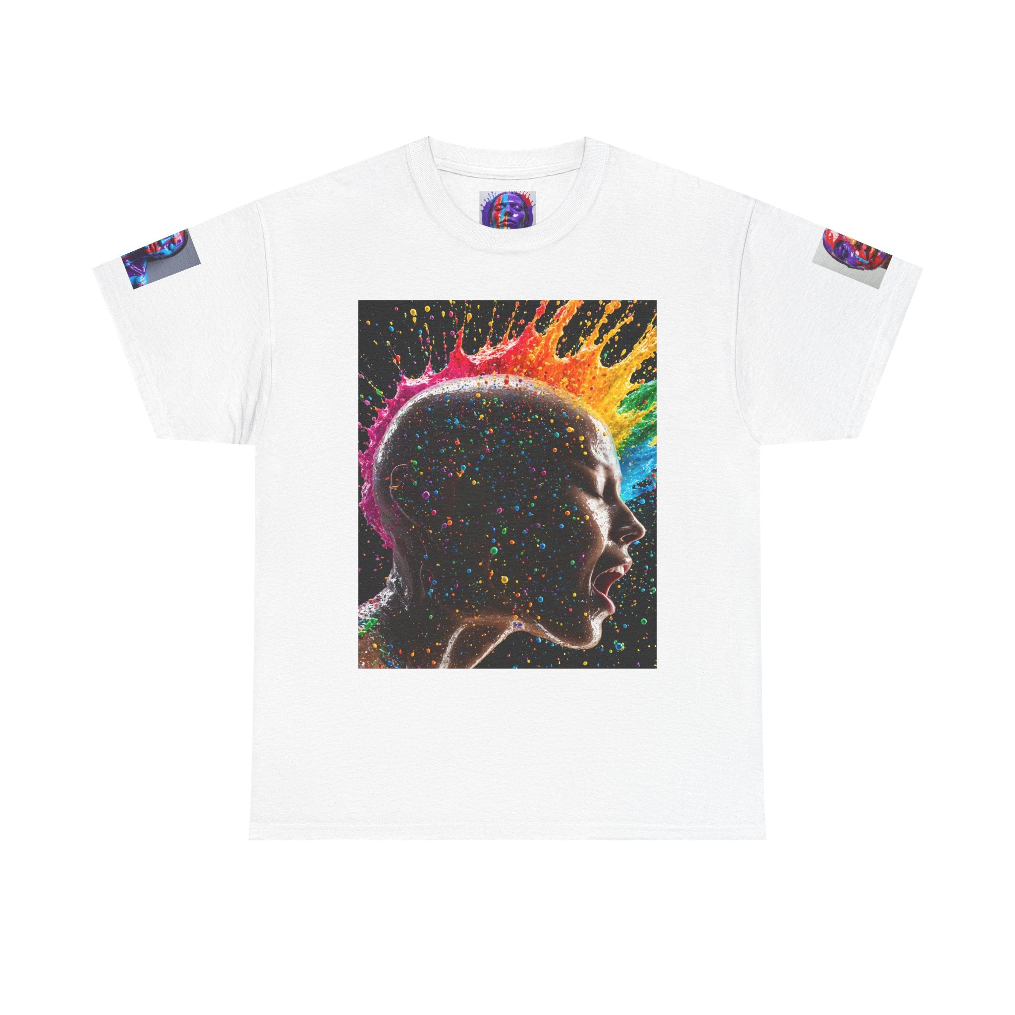 T-shirt Profil de tête psychédélique — T-shirt Portrait Abstrait Néon Coloré