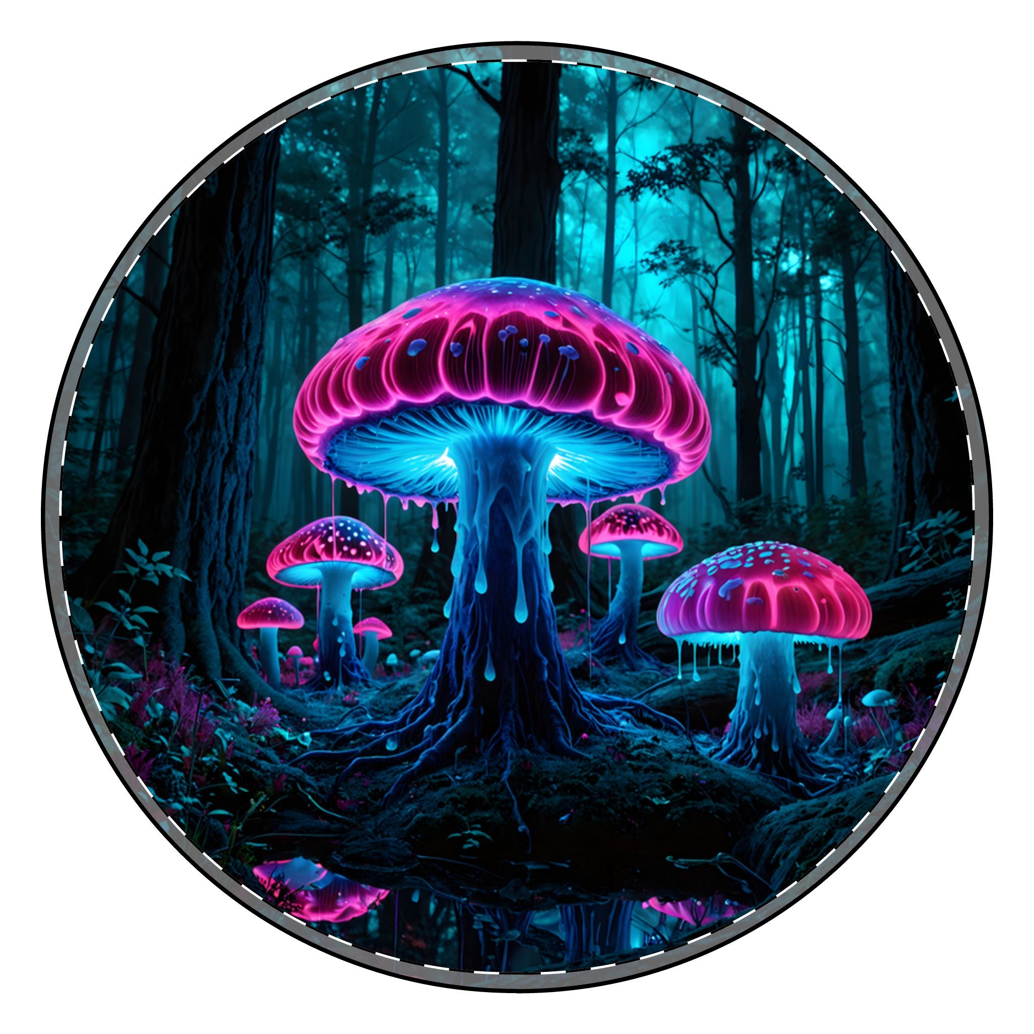 Adjustable Charm Bracelet — Neon Glowing Mushroom Forest Photo Insert