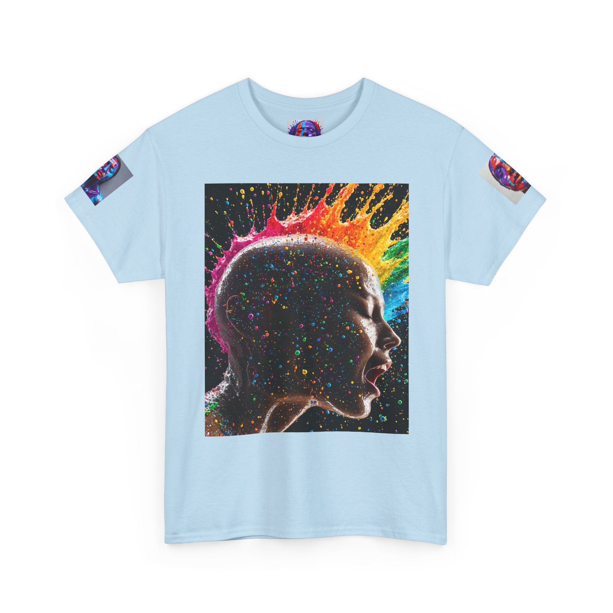 Psychedelic Head Profile Tee — Colorful Neon Abstract Portrait T-Shirt