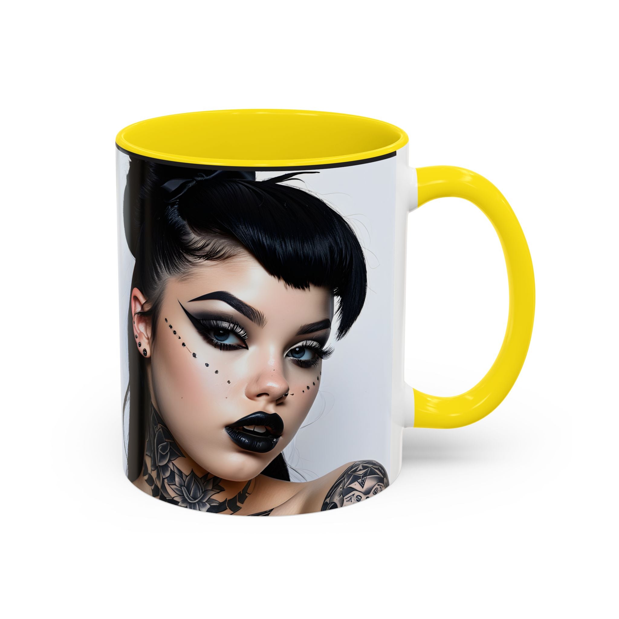 Goth Tattoo Girl Accent Coffee Mug – 11/15oz Black-Lined Ceramic