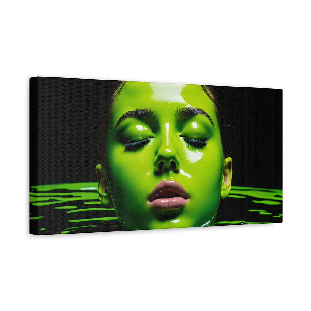 Neon Green Portrait Matte Canvas Print — Stretched Wall Art