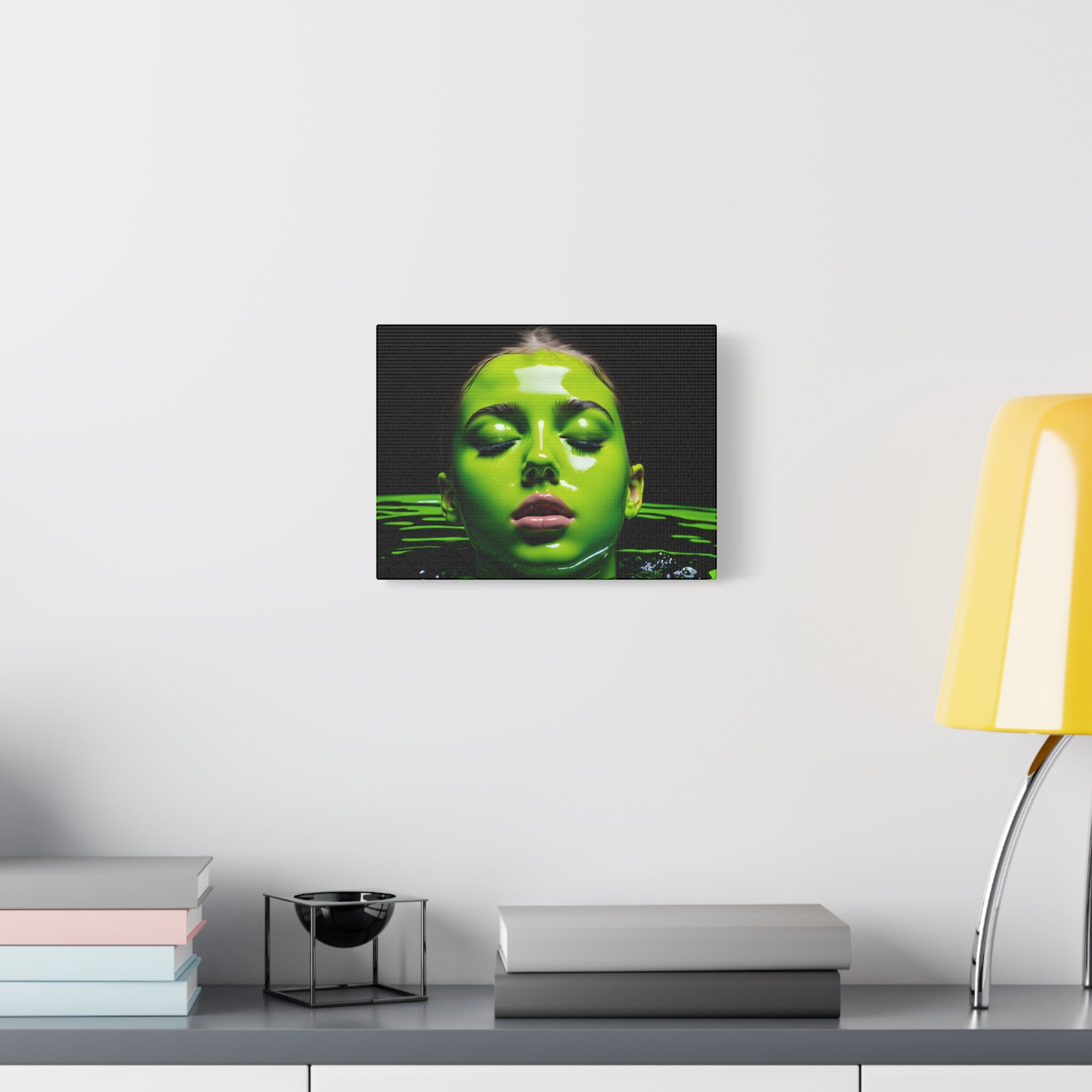 Neon Green Portrait Matte Canvas Print — Stretched Wall Art