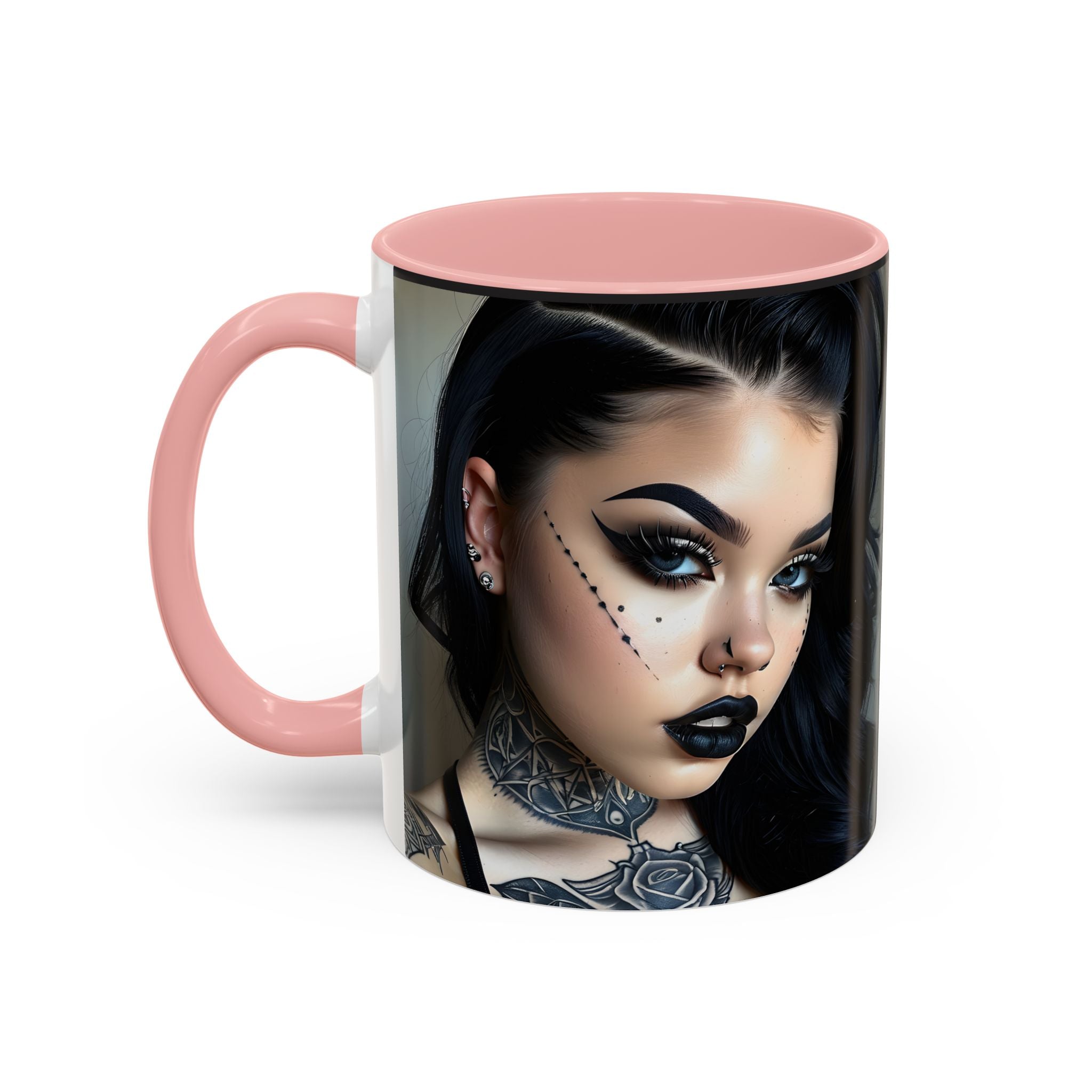 Goth Tattoo Girl Accent Coffee Mug – 11/15oz Black-Lined Ceramic