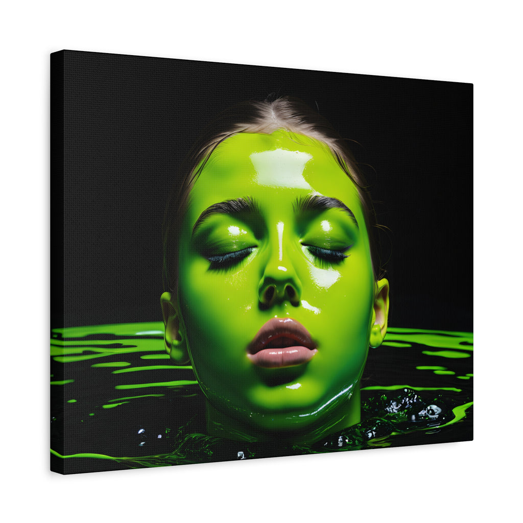 Neon Green Portrait Matte Canvas Print — Stretched Wall Art