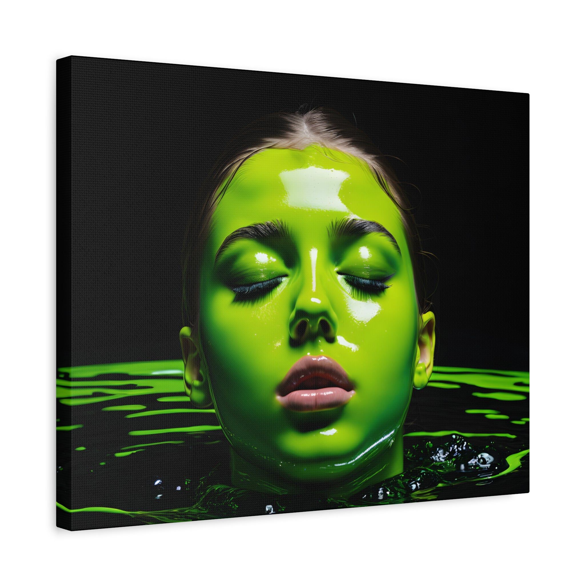 Neon Green Portrait Matte Canvas Print — Stretched Wall Art
