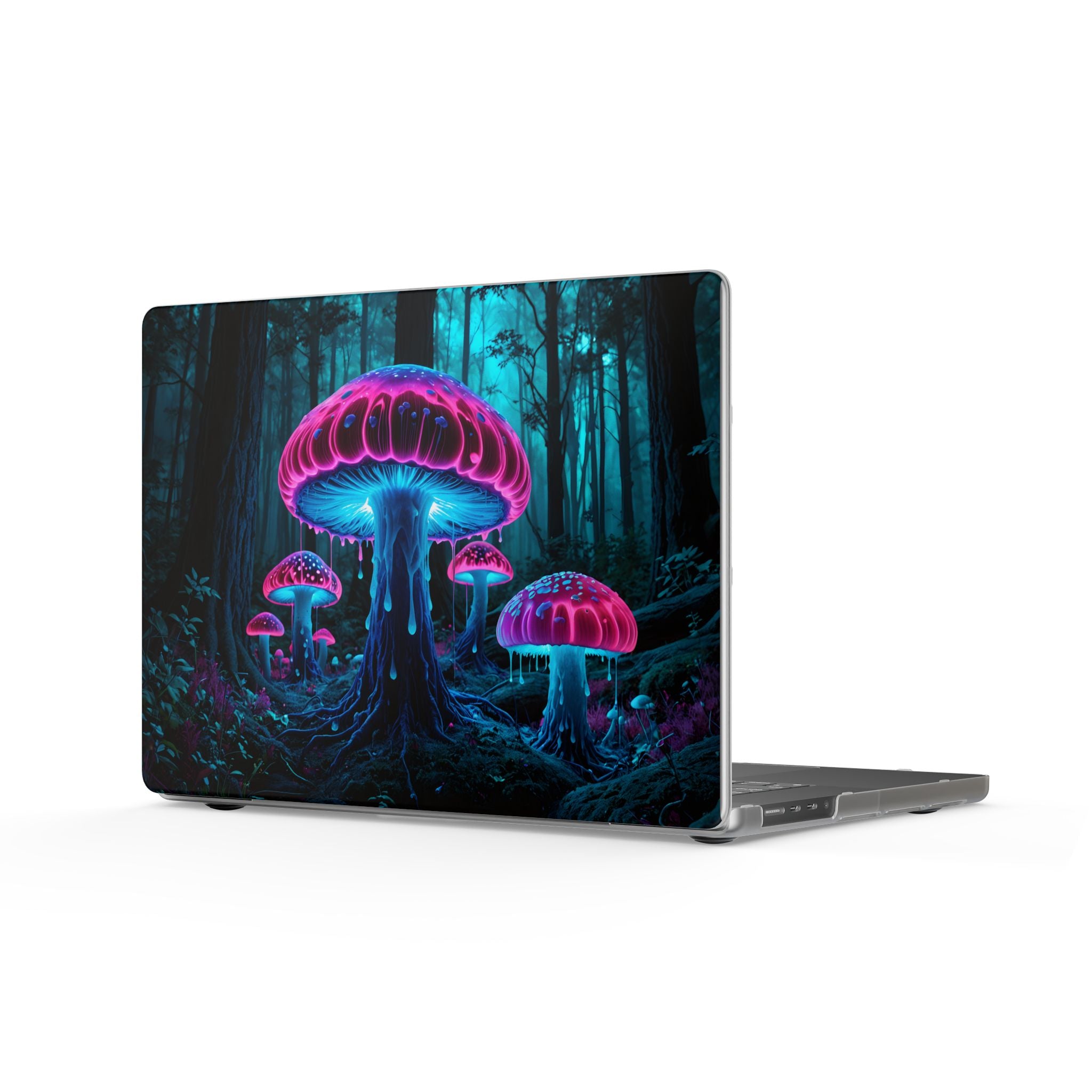 Coque de MacBook mate Néon Champignon — Peau lumineuse pour ordinateur portable Forêt