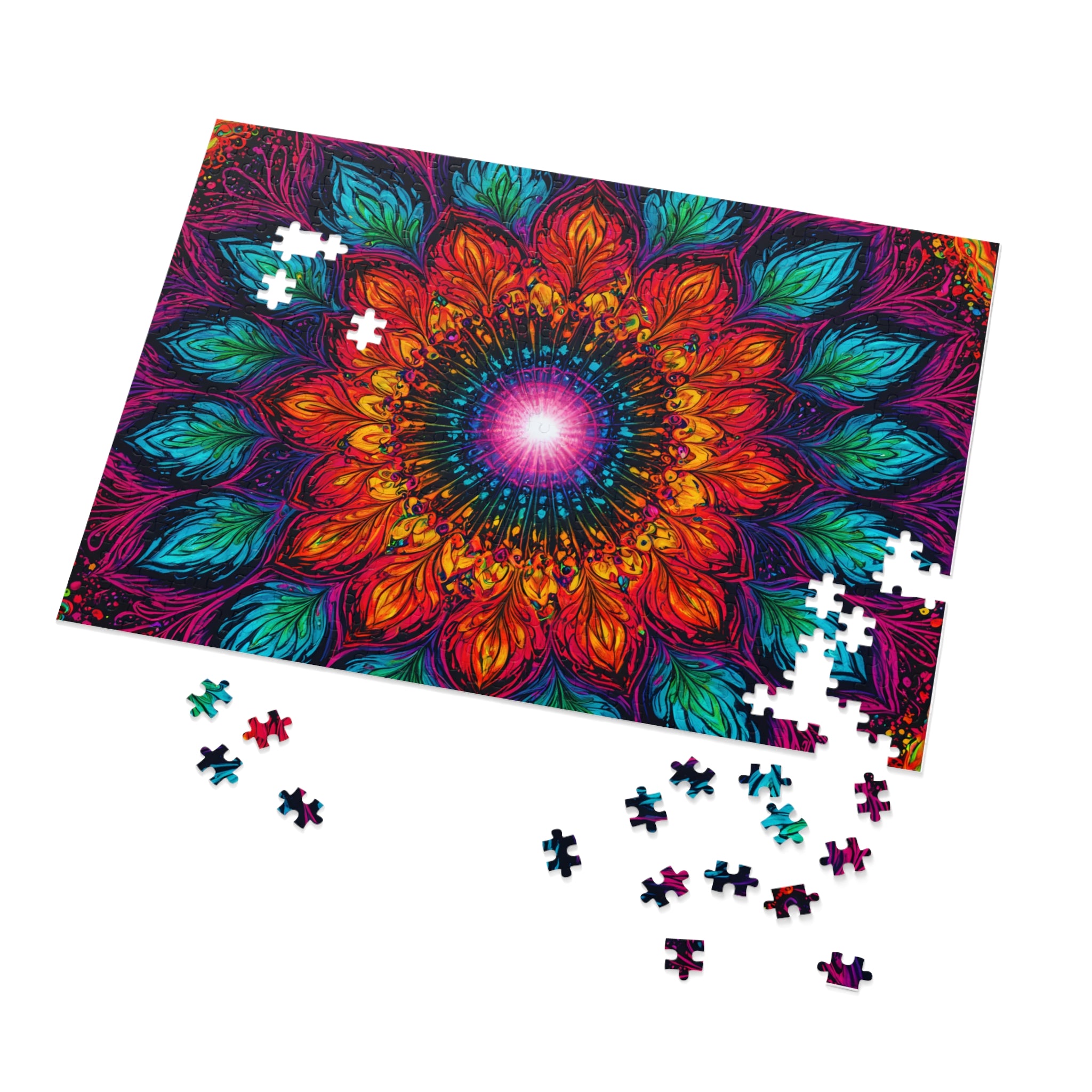 Puzzle Mandala en étain — Kaléidoscope Floral Vibrant 500 Pièces, Idée Cadeau