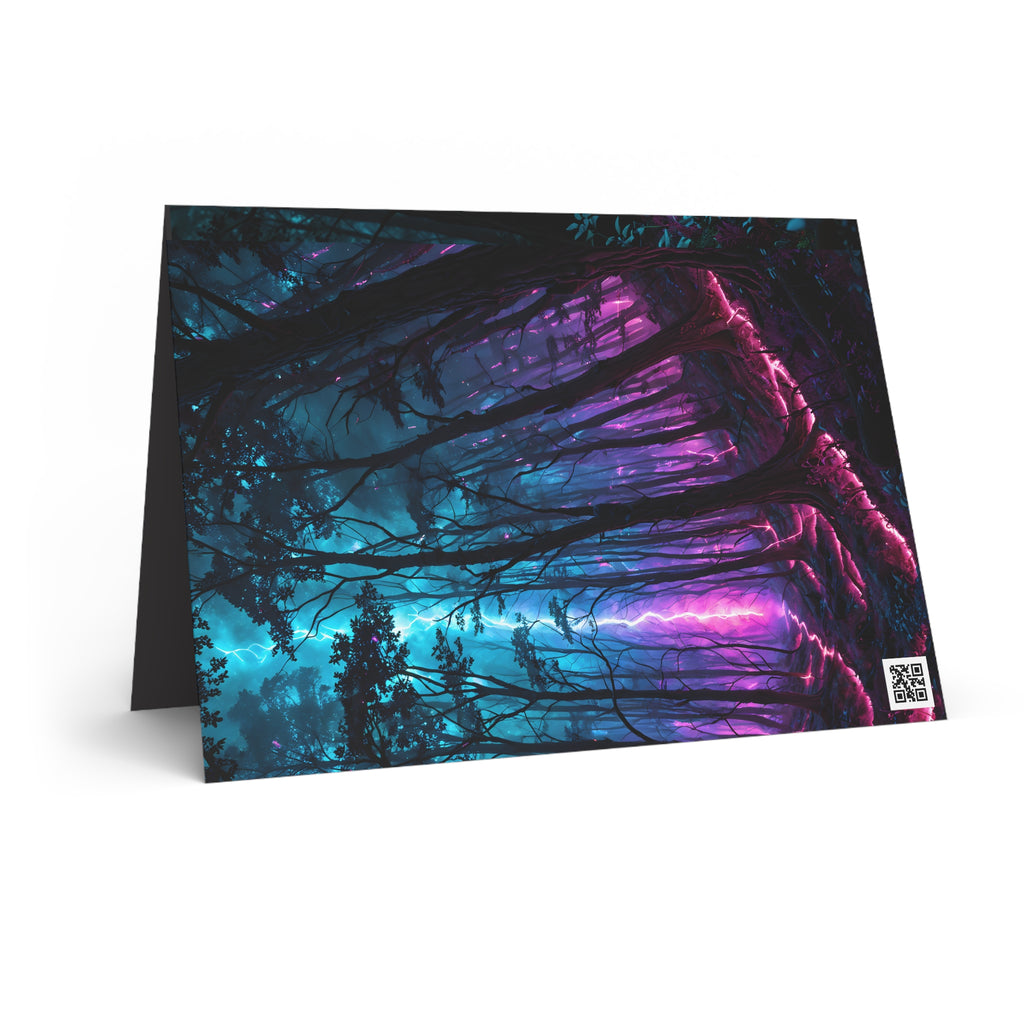 Mystic Neon Mushroom Greeting Card — Psychedelic Forest Art Card for Birthdays, Thank You, or Just Because