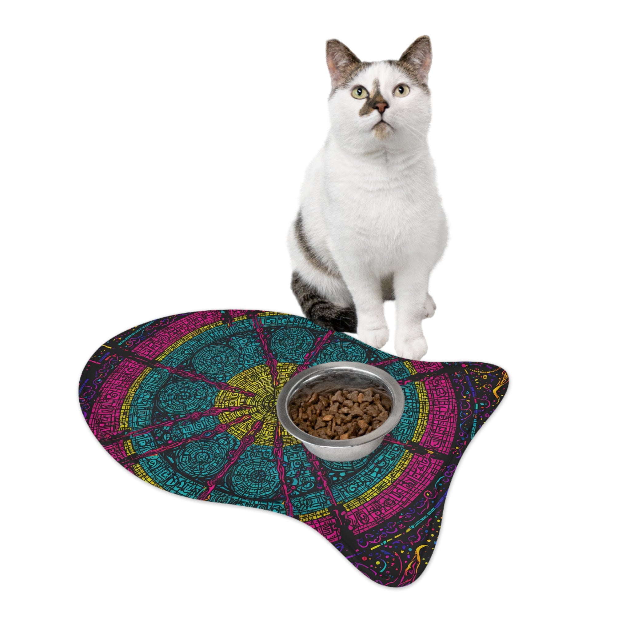 Boho Mandala Pet Feeding Mat — Colorful Non-Slip Placemat for Dogs & Cats