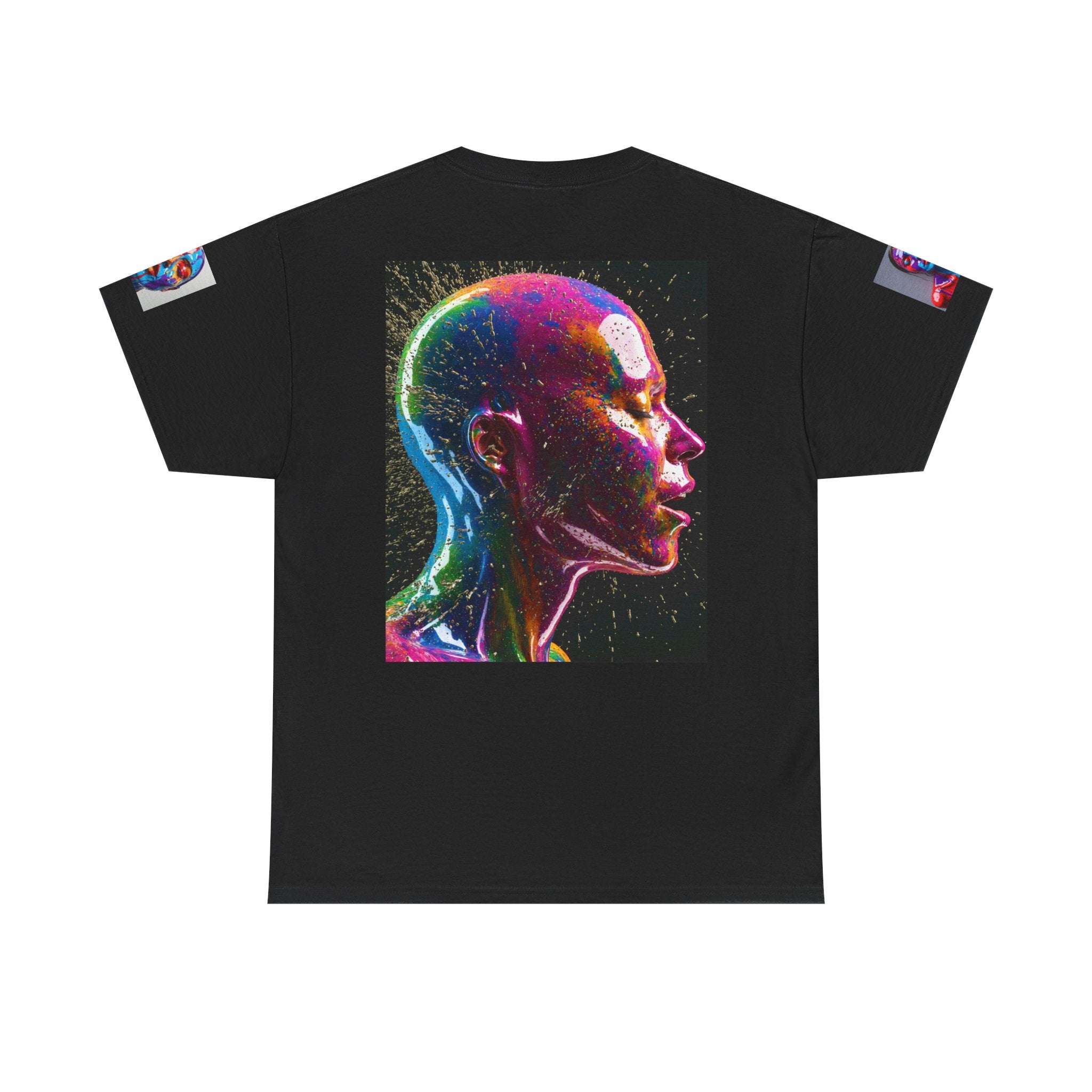T-shirt Profil de tête psychédélique — T-shirt Portrait Abstrait Néon Coloré