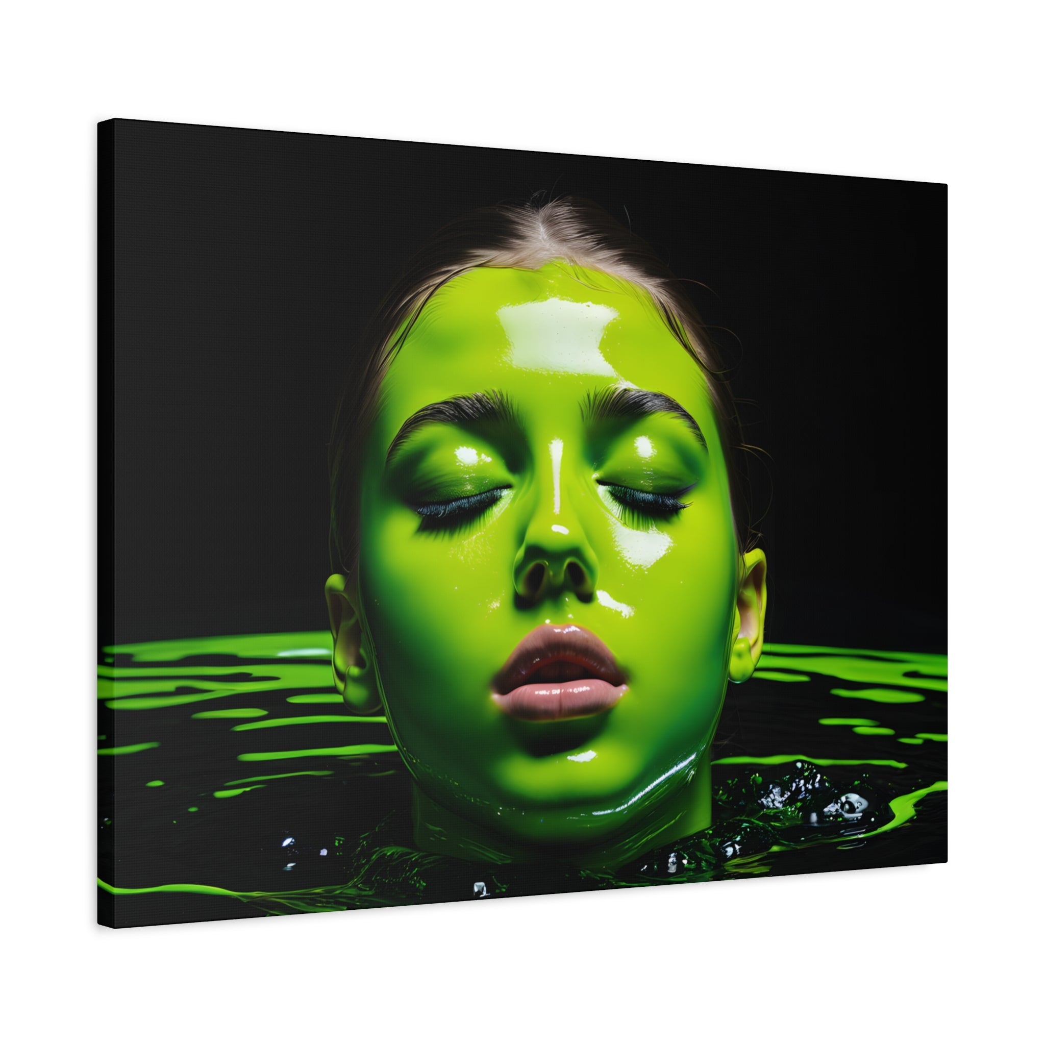 Neon Green Portrait Matte Canvas Print — Stretched Wall Art