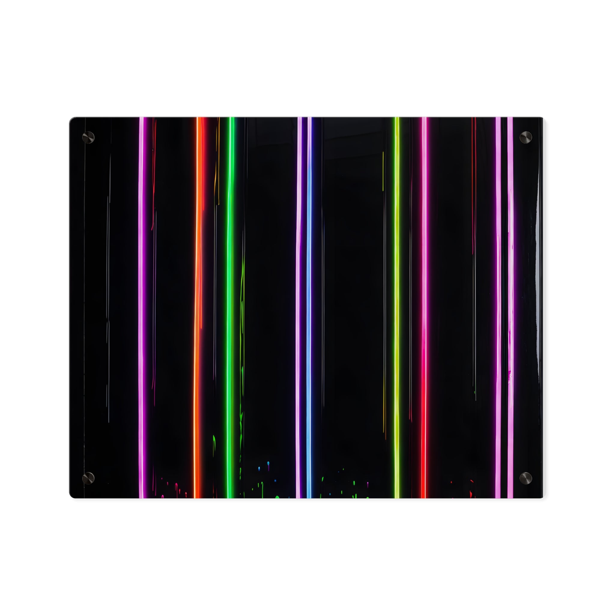 Panneau mural en acrylique à rayures néon – Art lumineux LED moderne et coloré
