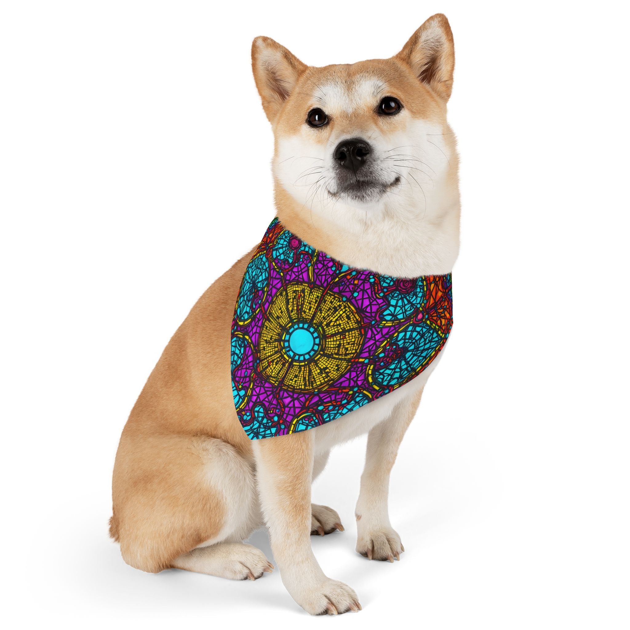 Pet Bandana — Colorful Mandala Stained Glass Collar Bandana for Dogs & Cats