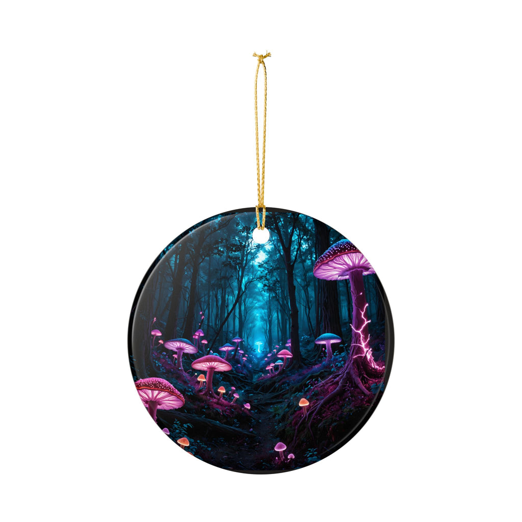 Heart Ceramic Ornament — Neon Forest Lightning Design
