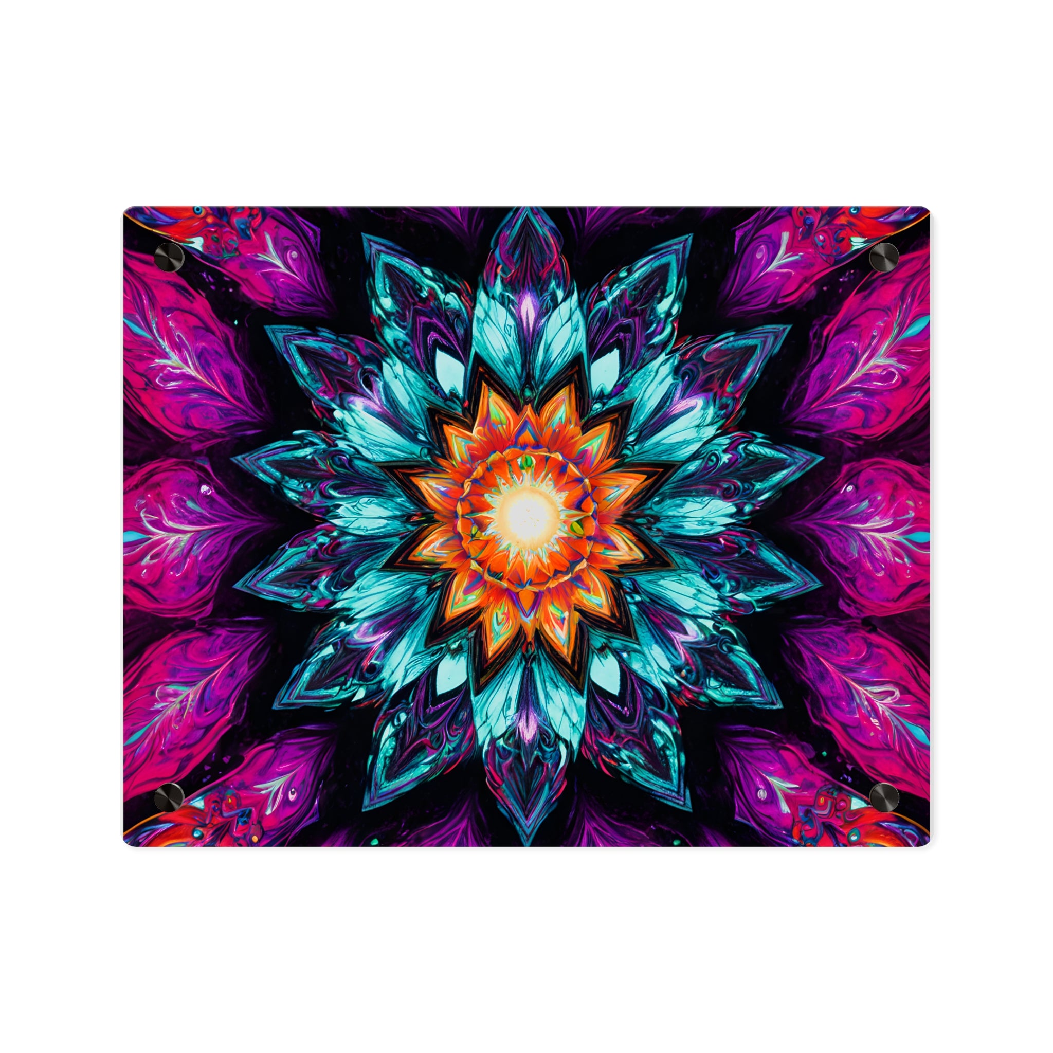 Panneau mural vibrant en acrylique, motif mandala — Décoration bohème colorée
